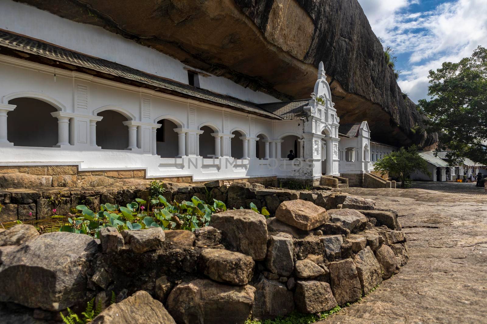 Sri Lanka. Dambulla Cave Temple. Panoramic view outside on a clear day against a blue sky background. High quality photo