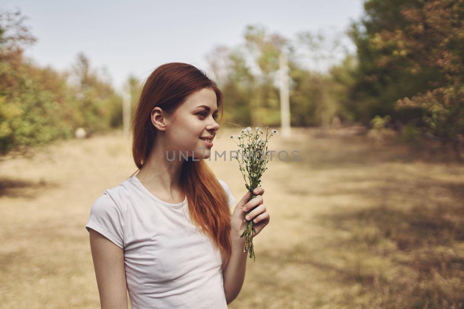 woman Walk in the field Sun freedom journey. High quality photo