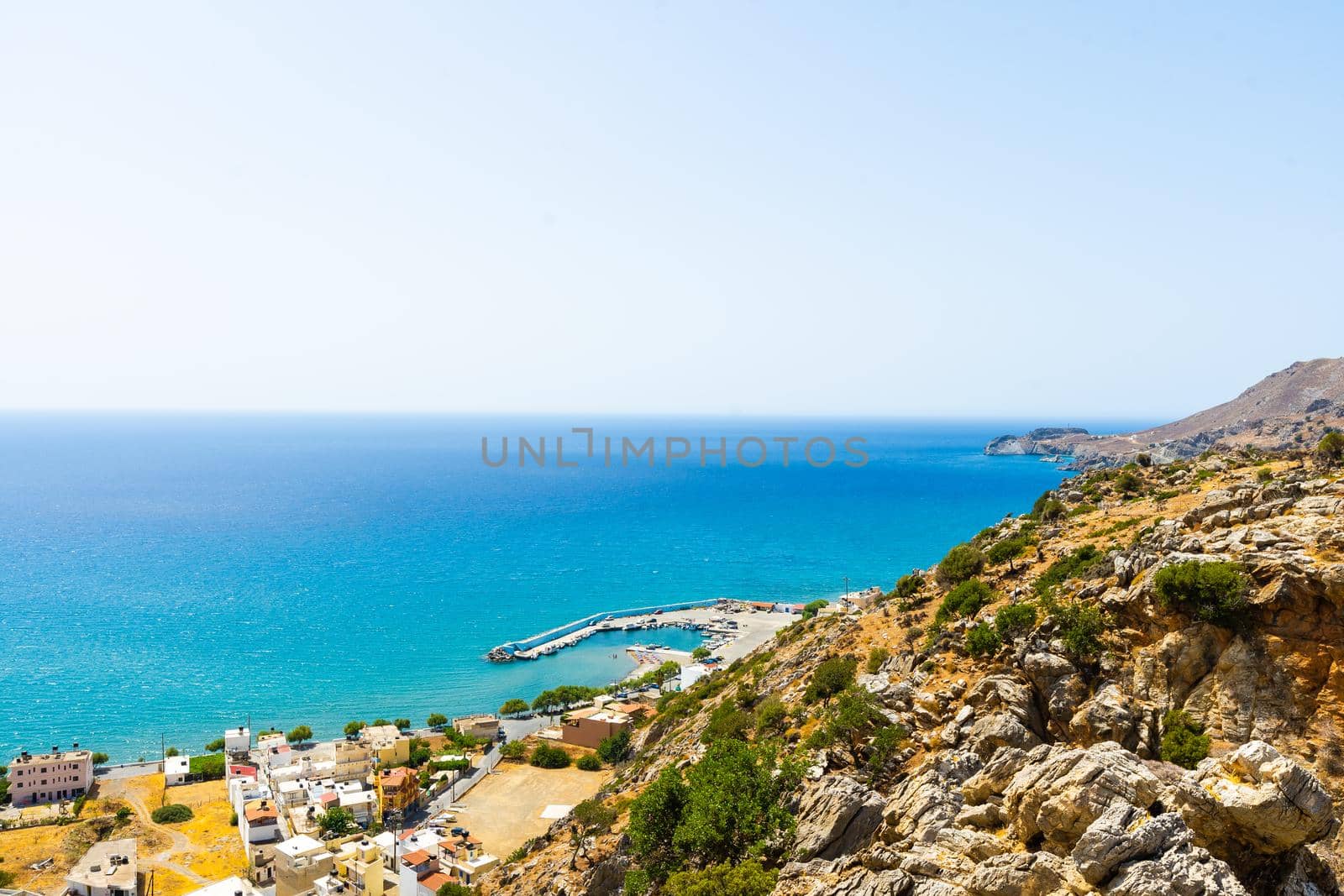 Beautiful greek seascape at sunny day. Place of south Crete