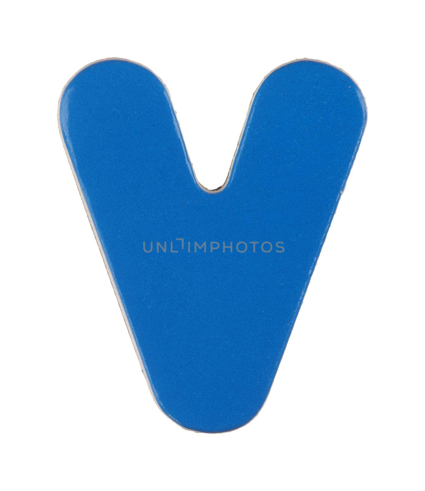 A lower case v magnetic letter on white with clipping path