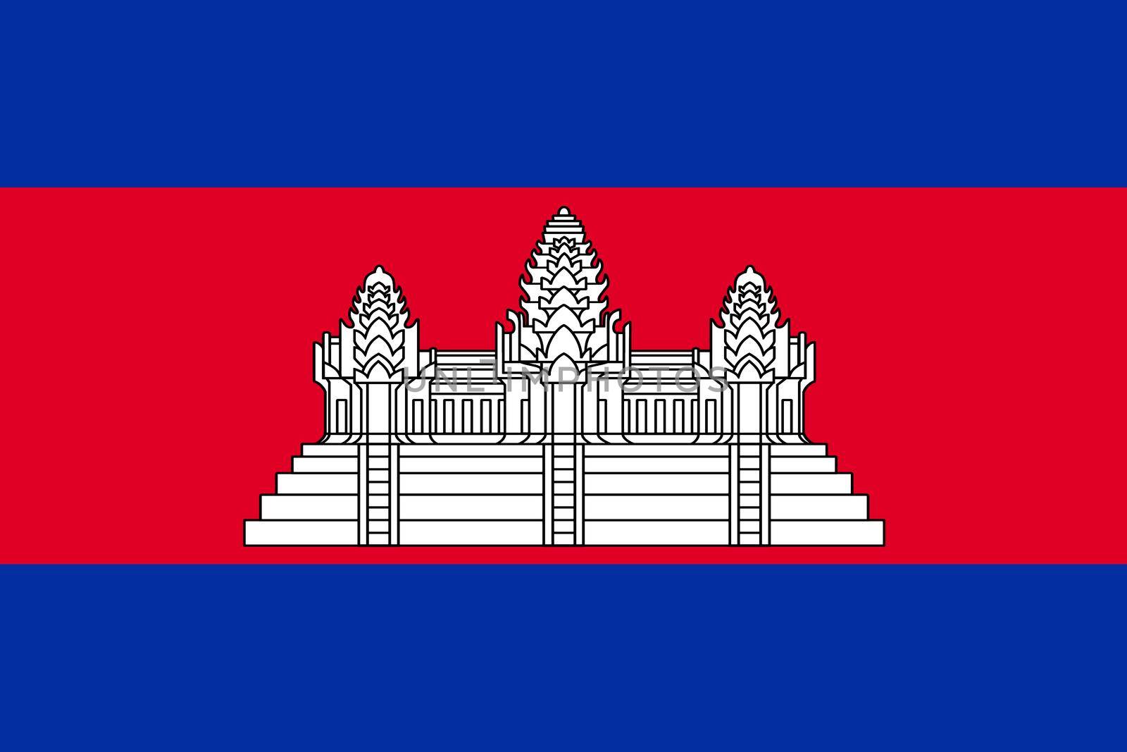 A Cambodia flag background illustration blue red white Angkor Wat