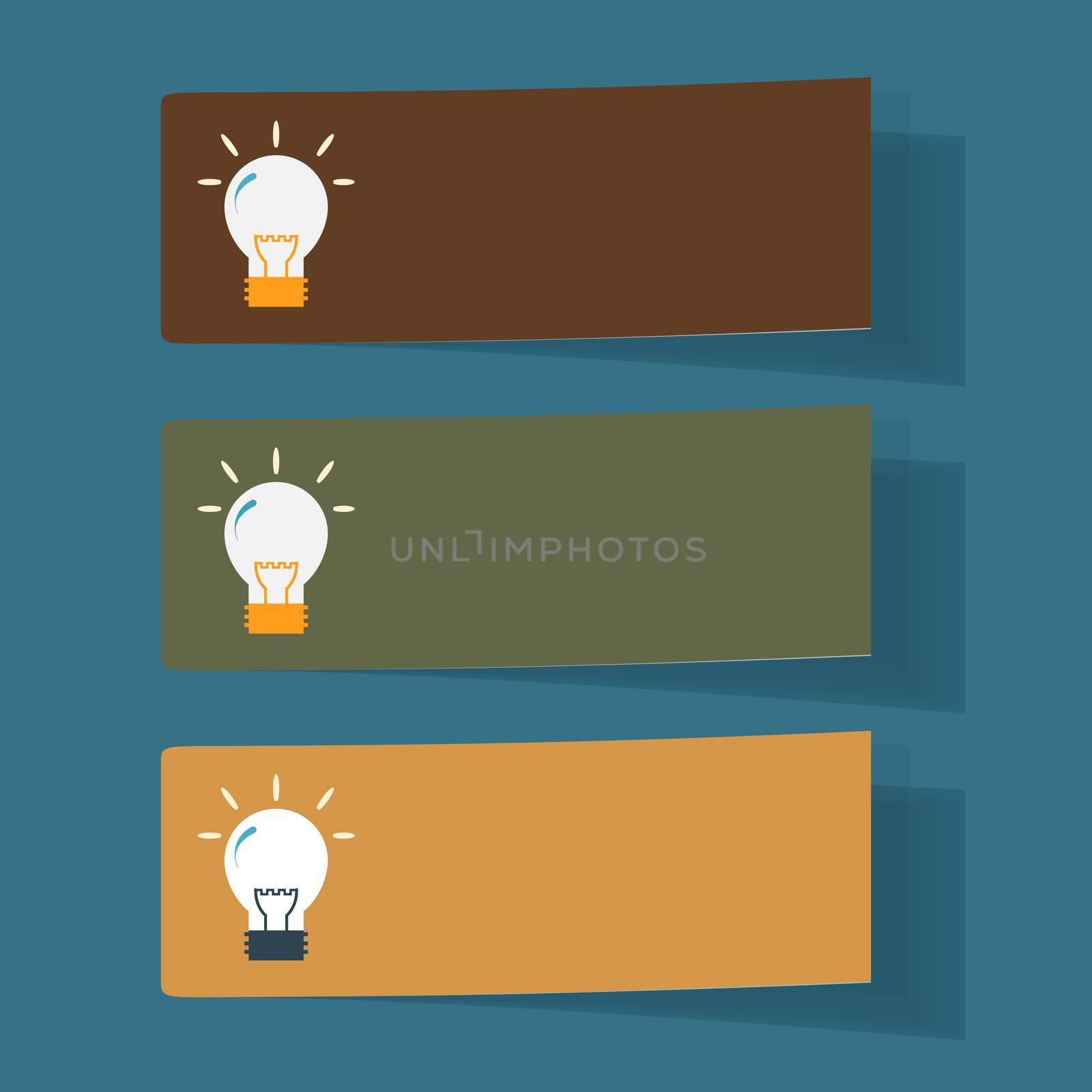 Set of simple icons flat color light bulbs.