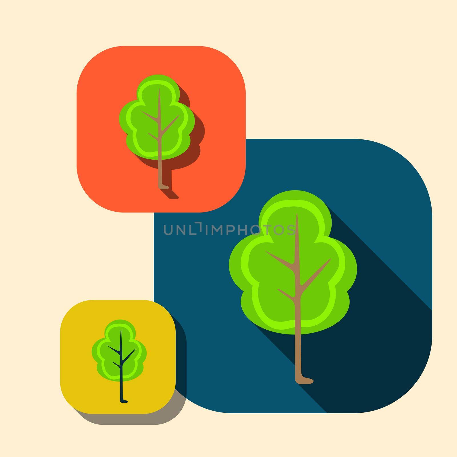 Vector beautiful icon flat blossoming tree eps.
