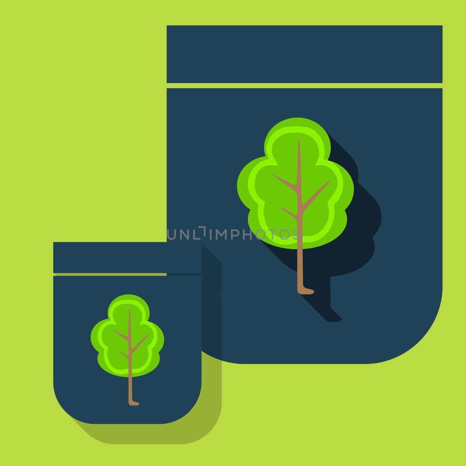 Vector beautiful icon flat blossoming tree eps.