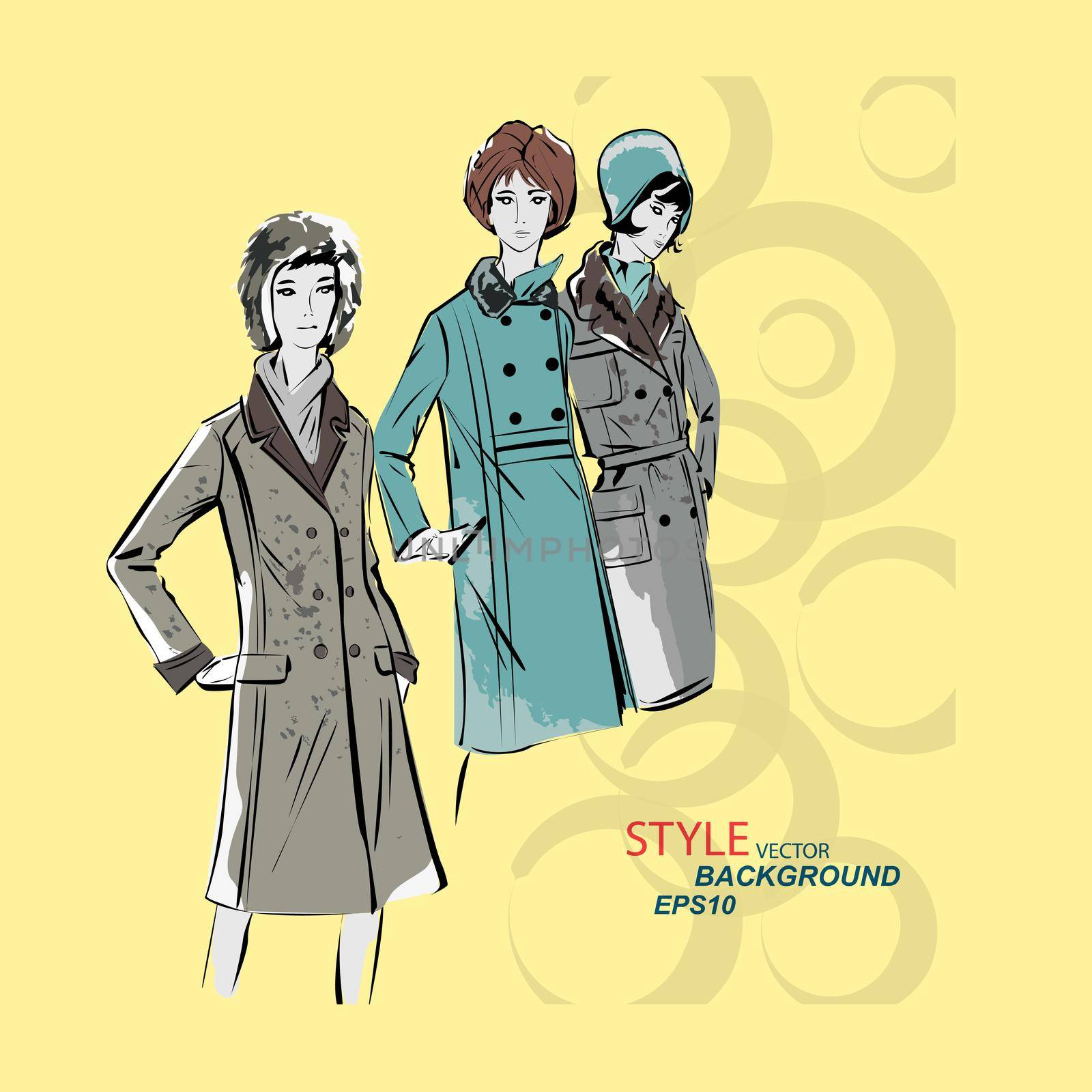 Vector sketch girls in fashion clothes eps by Haisonok