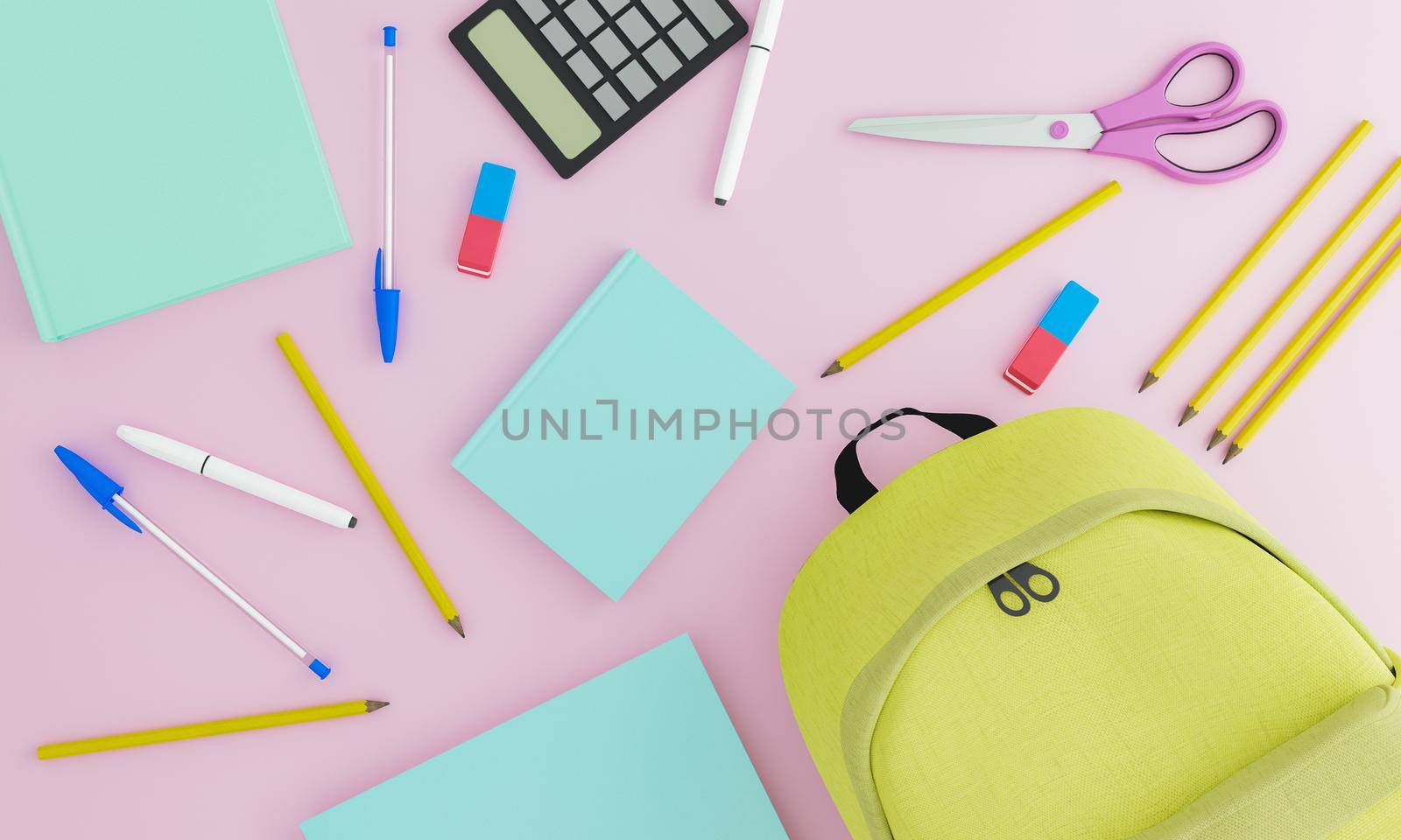 messy school supplies background by asolano