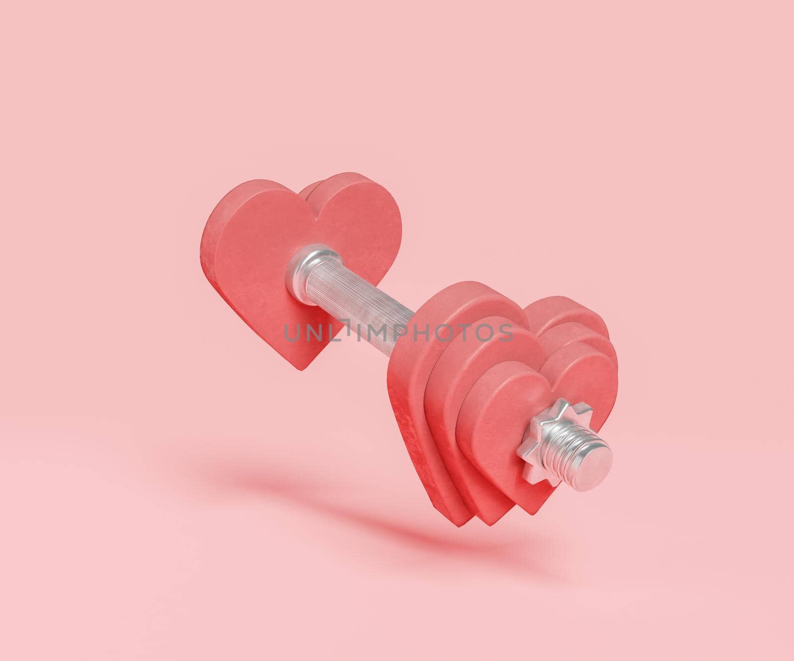dumbbell with weights in the shape of a heart by asolano