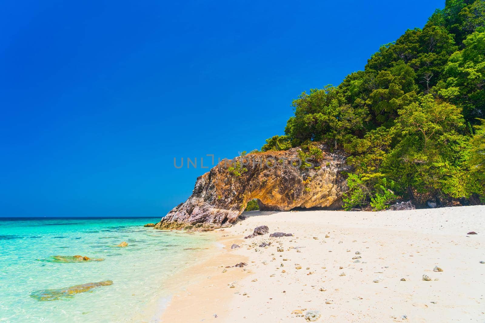 Blue sky and white beach in the Island