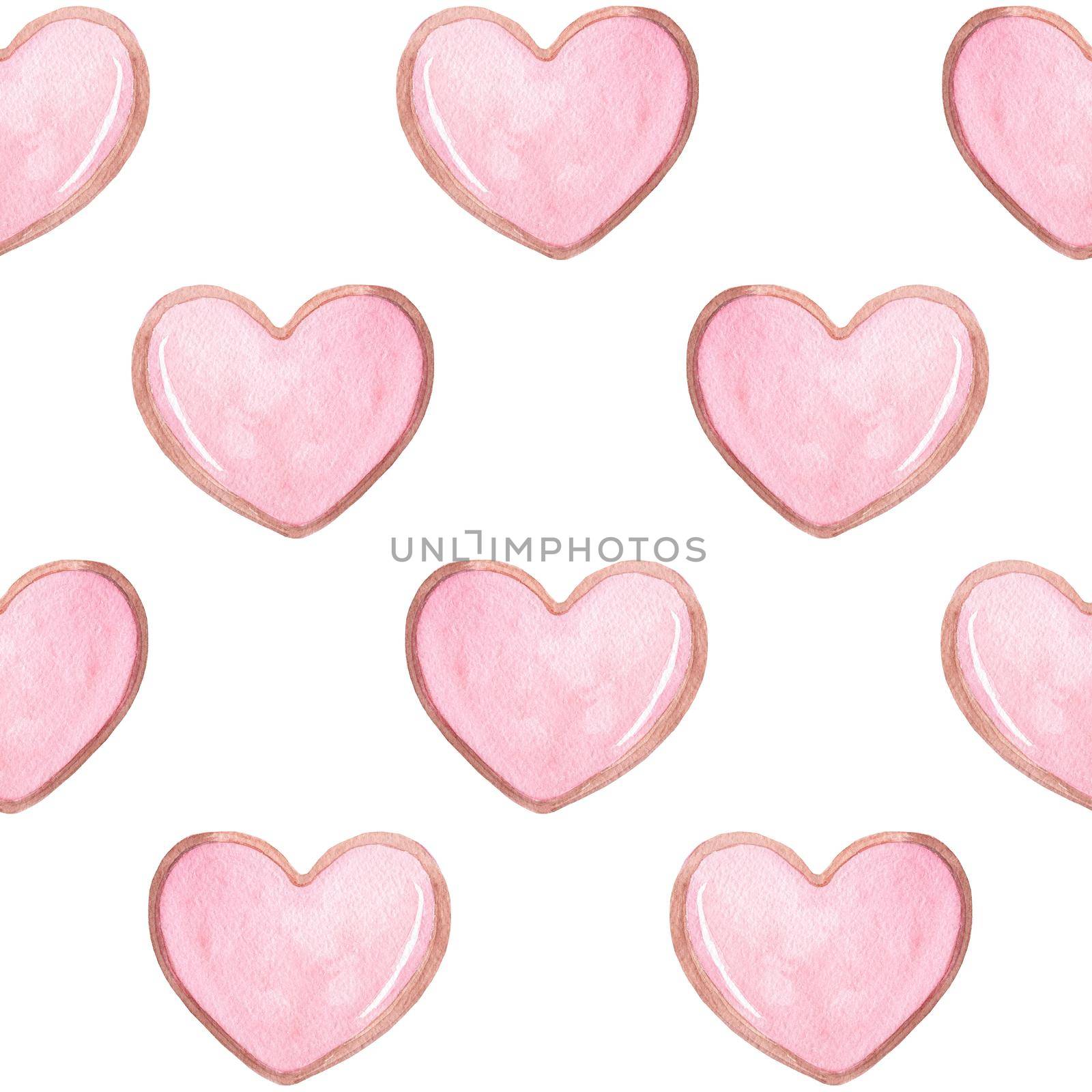 watercolor cute pink heart seamless pattern on white background for fabric,baby textile, scrapbooking, wrapping paper,invitations by dreamloud