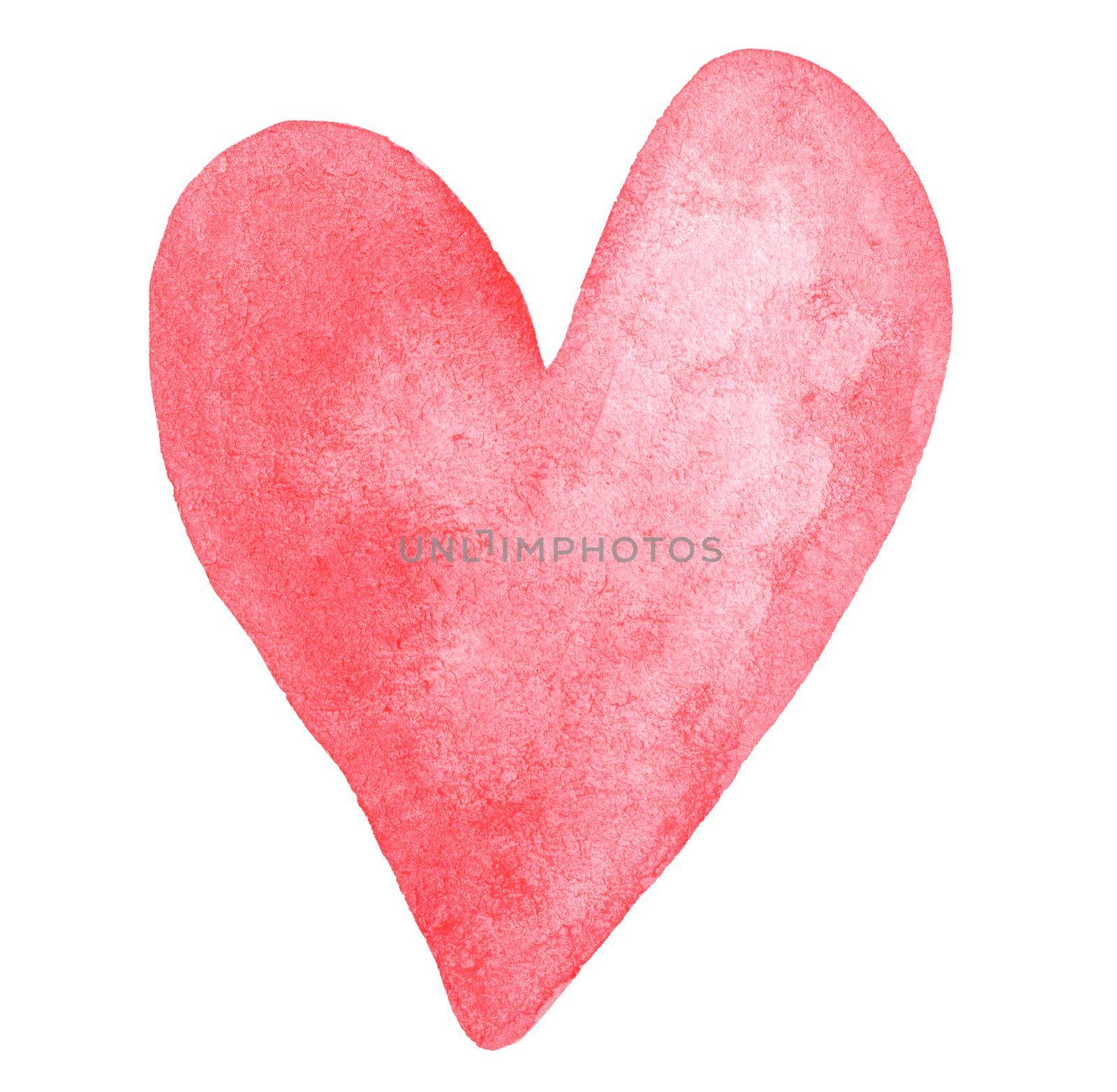 watercolor hand drawn red heart isolated on white background by dreamloud