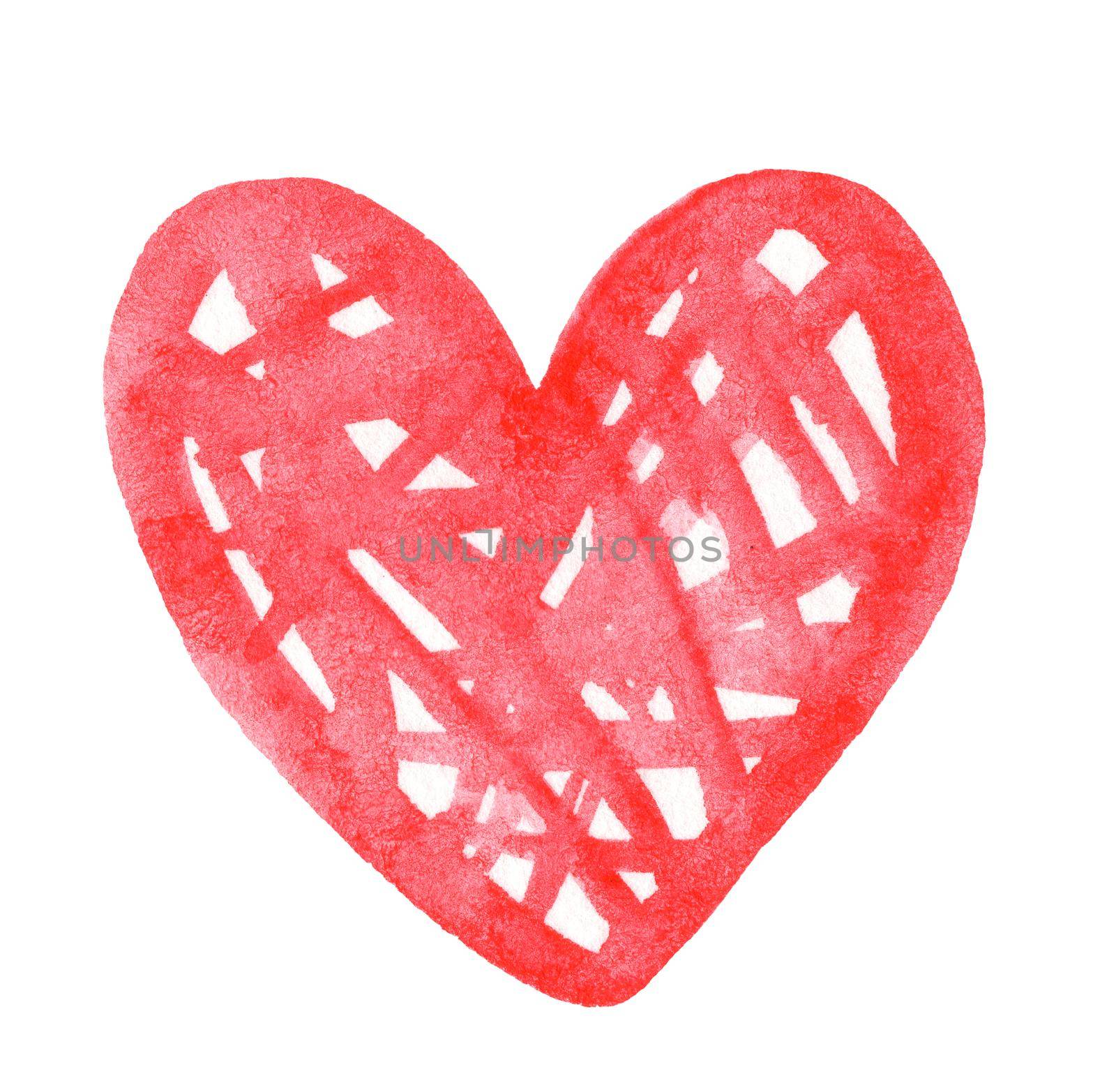 watercolor red heart isolated on white background. Hand drawn illustration. Valentines day. Love symbol