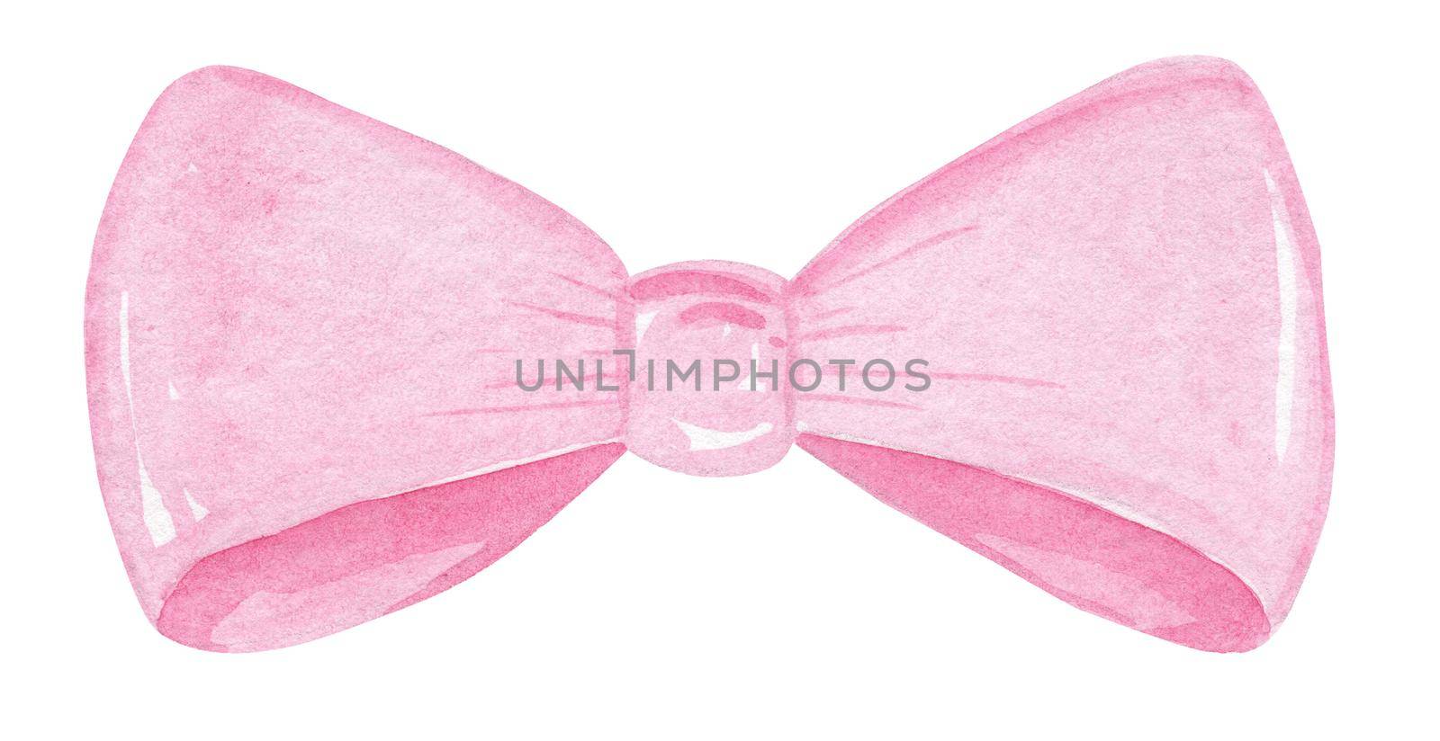 watercolor hand drawn pink bow tie isolated on white by dreamloud