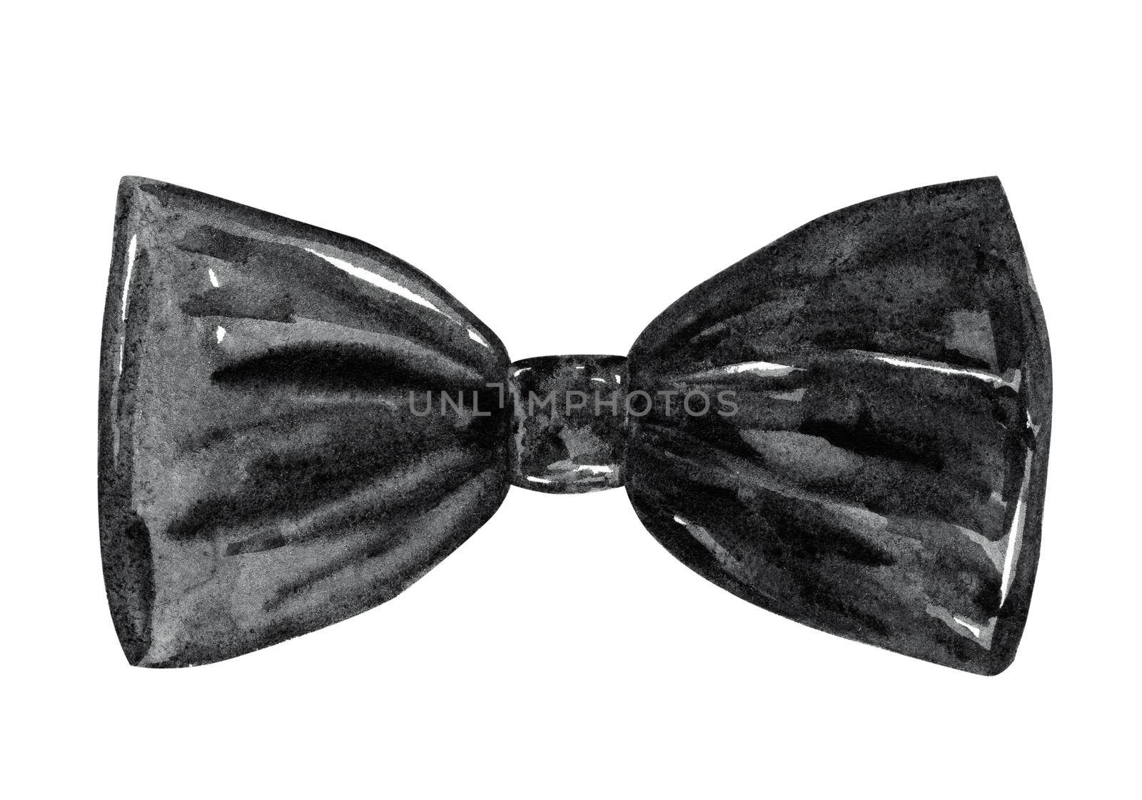 Watercolor black bow tie isolated on white by dreamloud