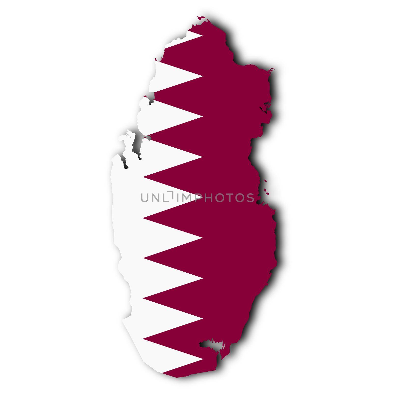 A Qatar map on white background with clipping path 3d illustration