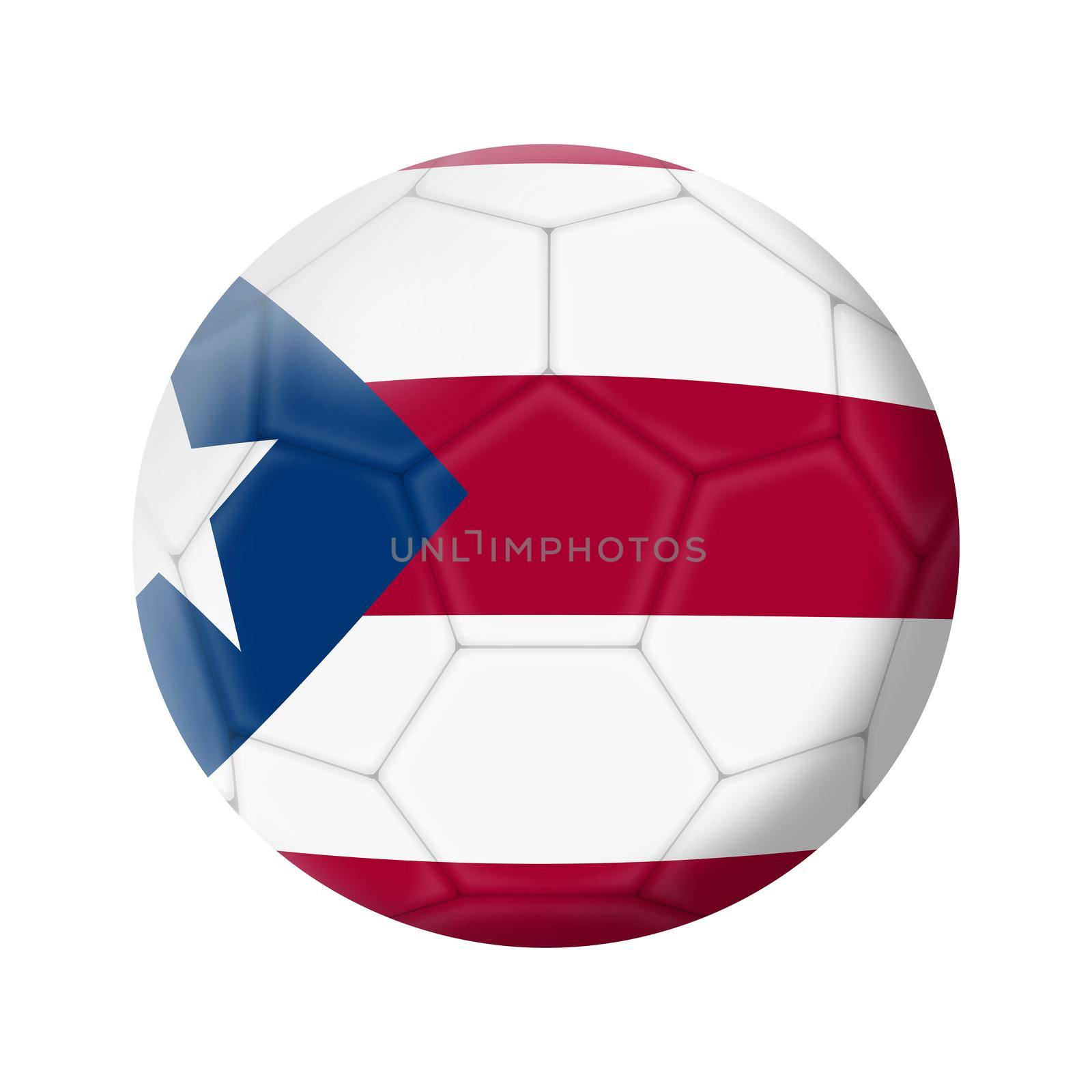 A Puerto Rico soccer ball football 3d illustration isolated on white with clipping path
