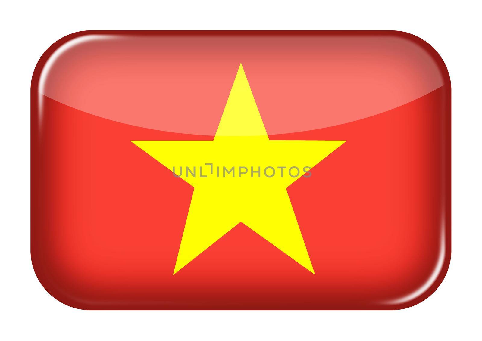 A Vietnam web icon rectangle button with clipping path 3d illustration