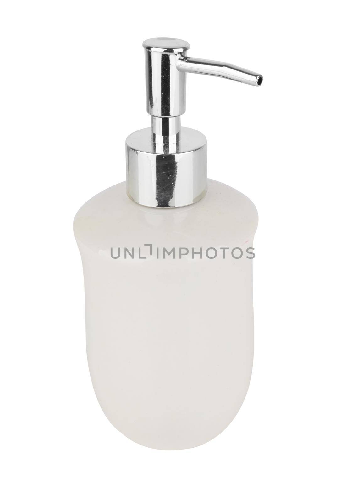 Bottle with pump dispenser isolated on white background