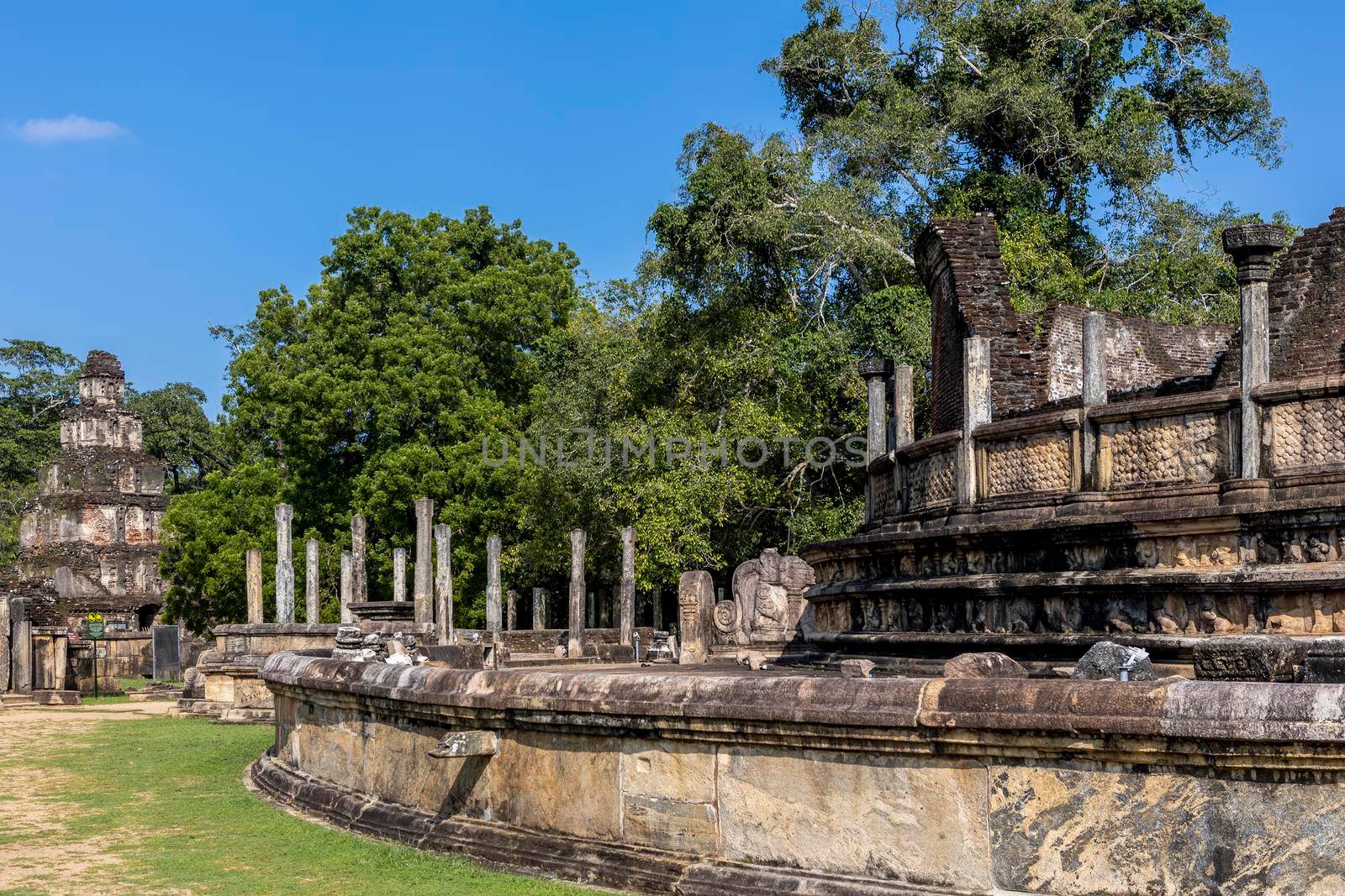 Sri Lanka. The ancient city of Polonnaruwa. Circular Vatadage. The Sacred Quadrangle. Historical landmark. . High quality photo
