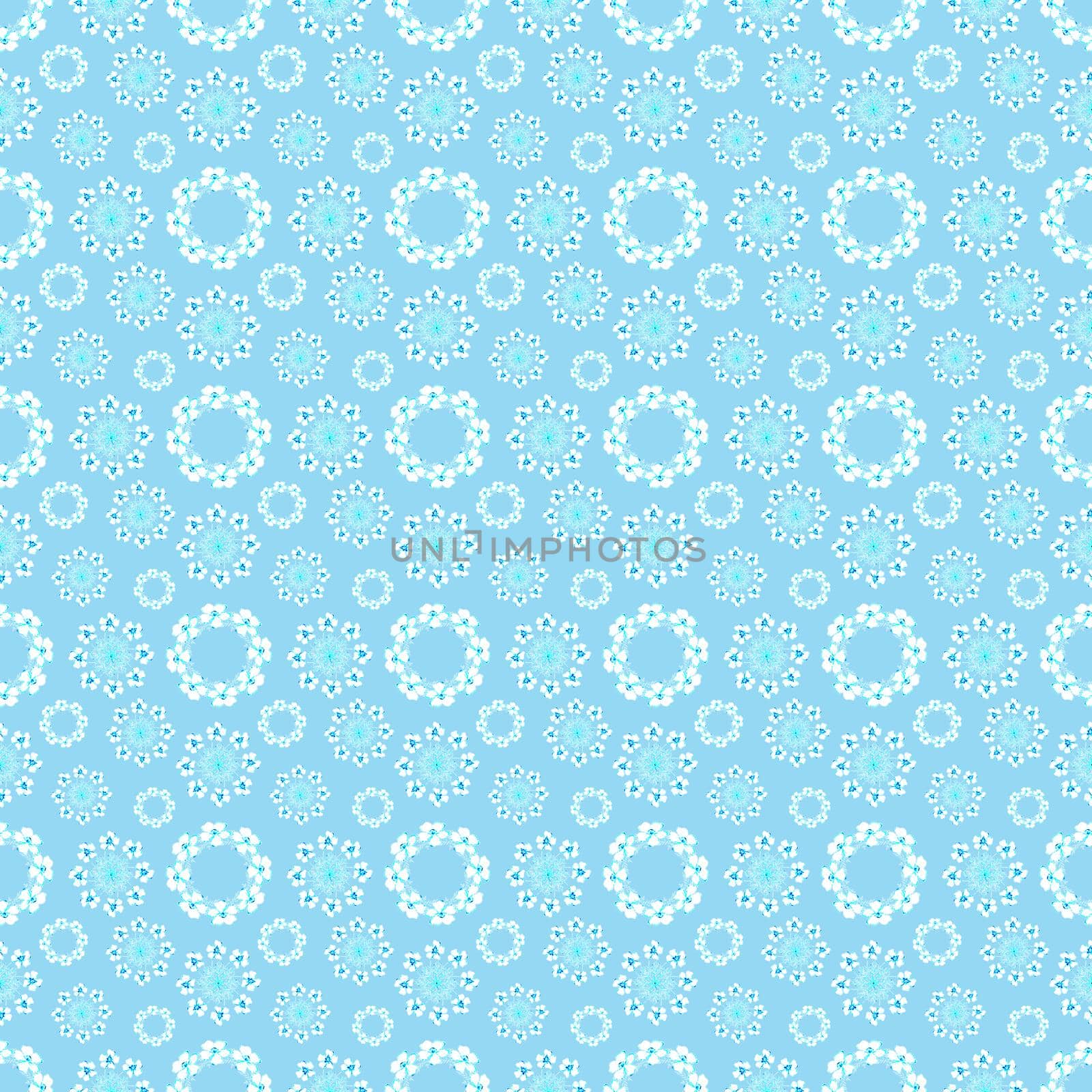 Seamless Pattern with Hand-Drawn Flower. Blue Background with Thin-leaved Marigolds for Print, Design, Holiday, Wedding and Birthday Card.
