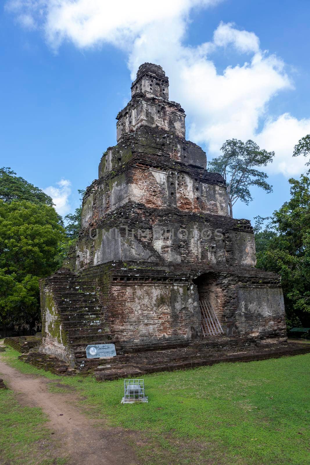 Sri Lanka. The ancient city of Polonnaruwa. The Satmahal Prasada (seven-story tower) step pyramid. Historical landmark. High quality photo