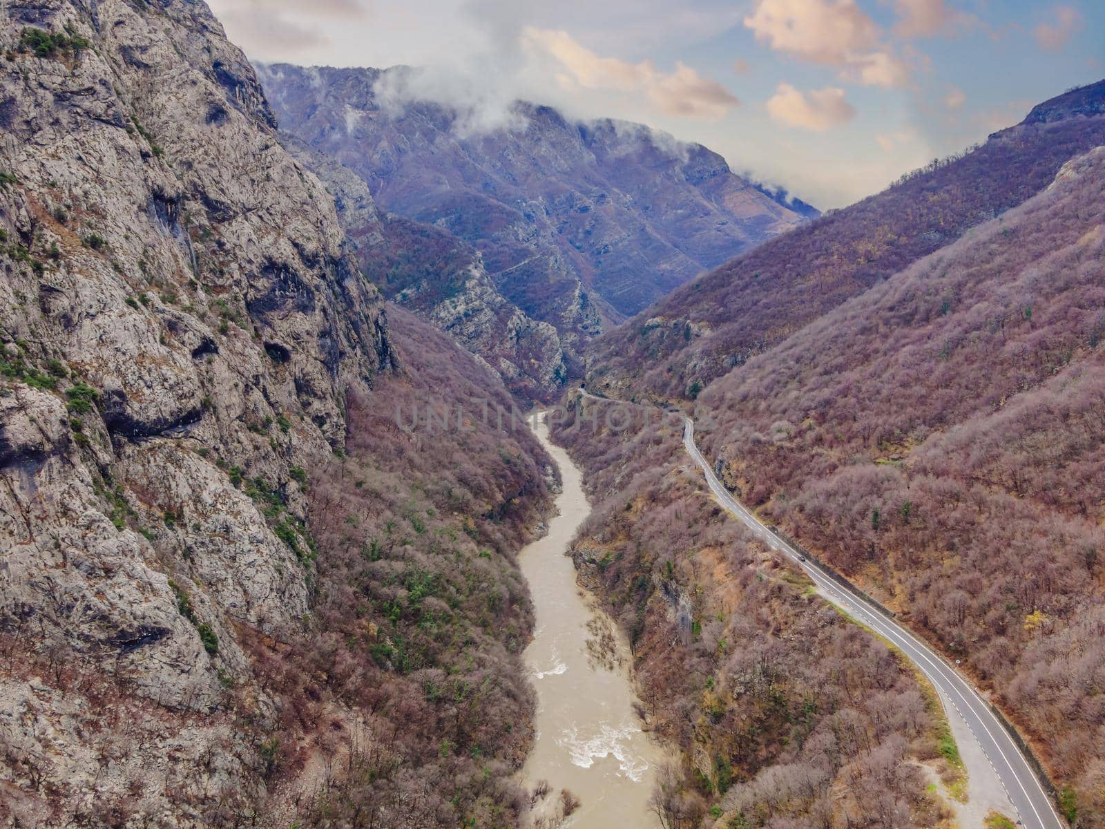 Beautiful Canyon of Moraca river in winter, Montenegro or Crna Gora, Balkan, Europe by galitskaya