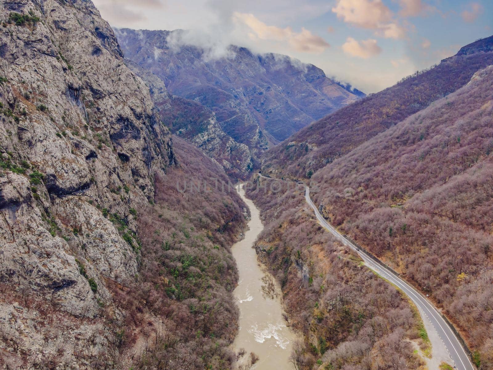 Beautiful Canyon of Moraca river in winter, Montenegro or Crna Gora, Balkan, Europe.