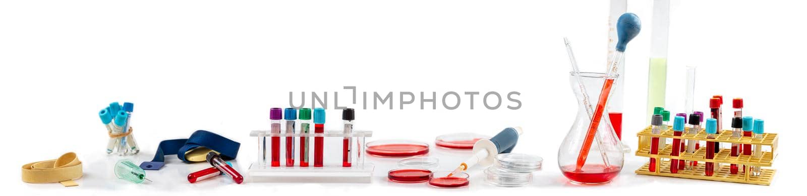 Blood tests-laboratory equipment, presentation of blood tube and material, in a biological laboratory by JPC-PROD