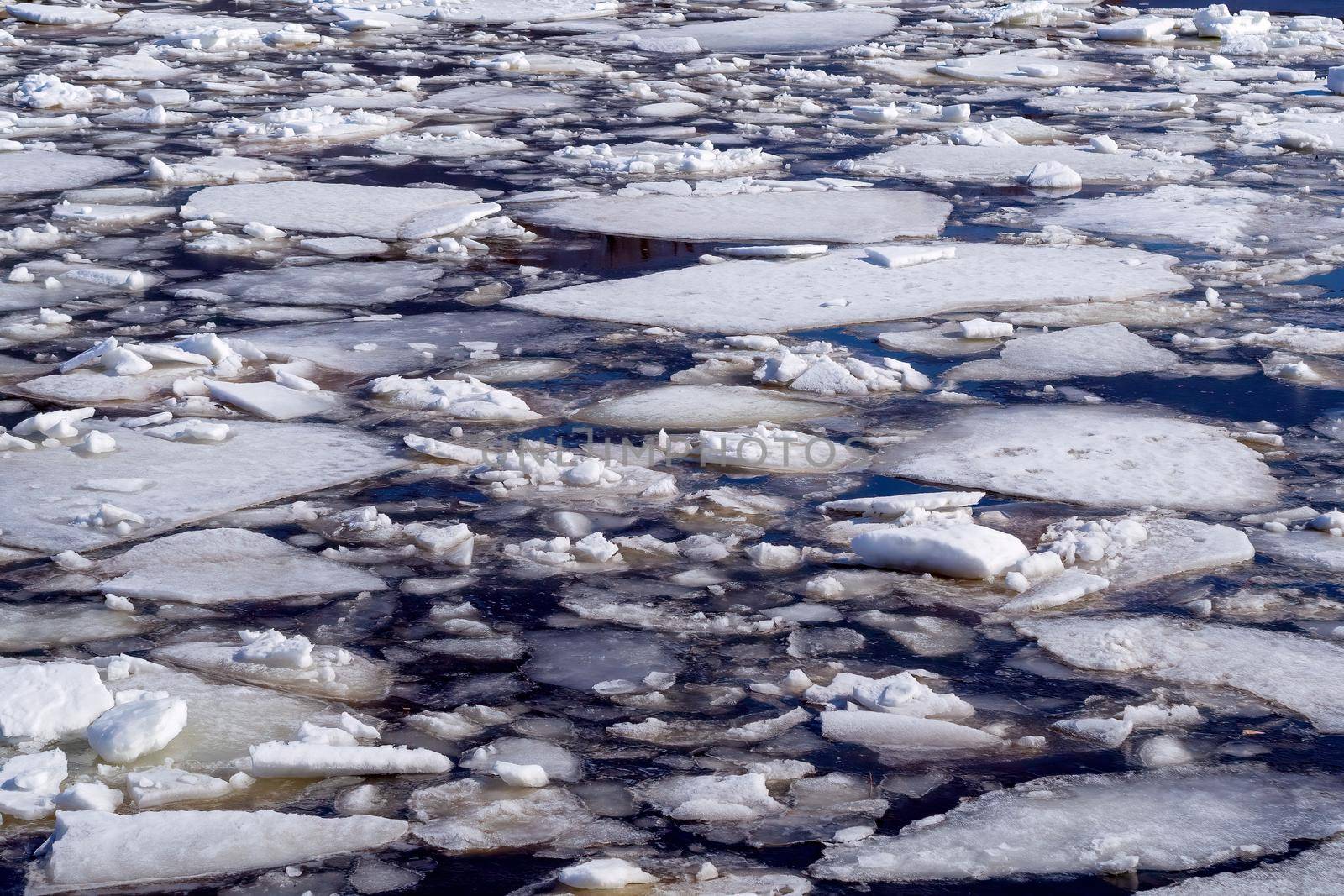 Abstract background of drifting ice on water. Debacle by Andre1ns