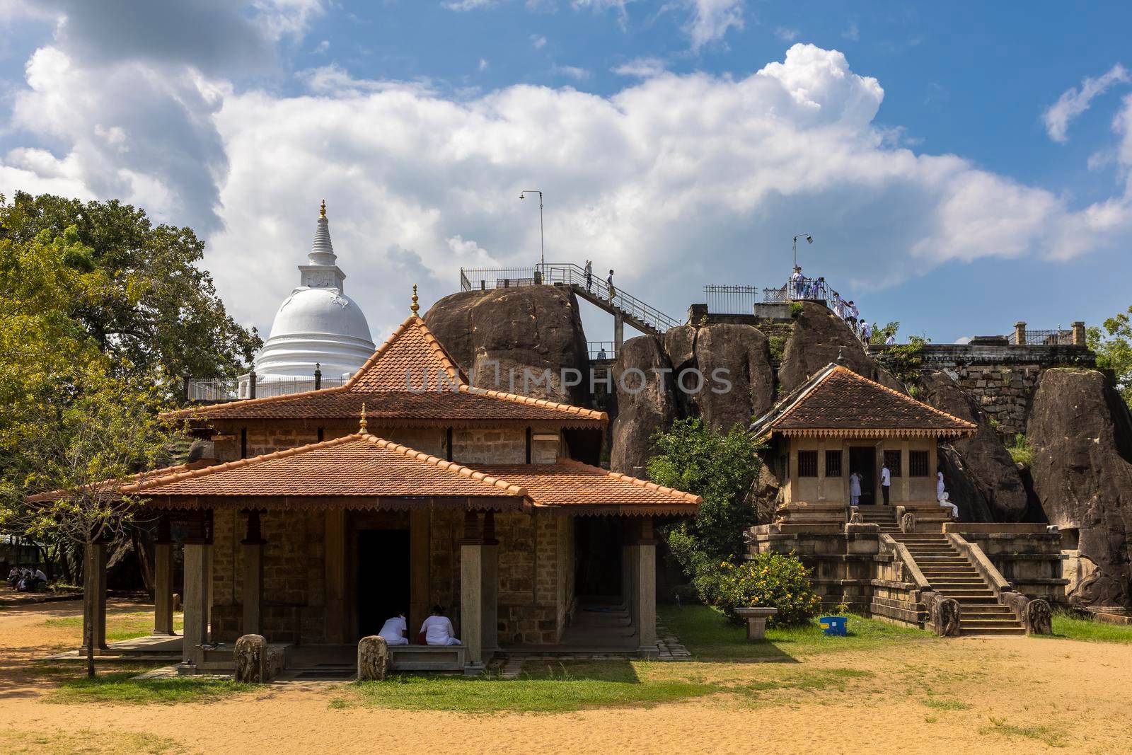 Sri Lanka. Anuradhapura. Isurumuniya Buddhist temple (Isurumuniya Rajamaha Viharaya). A popular attraction. View on a clear sunny day. High quality photo