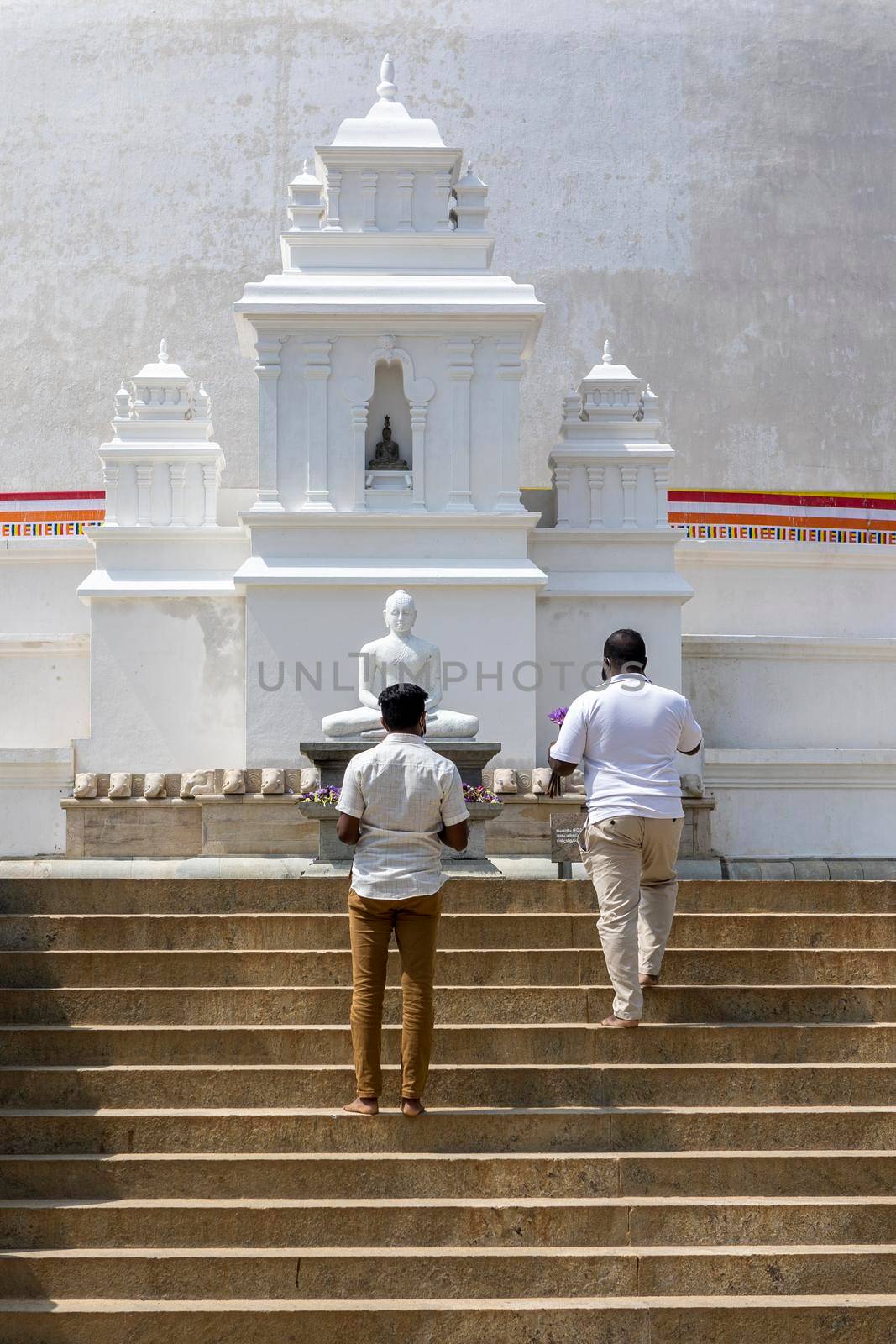 The Ruwanweli Maha Seya, also known as the Mahathupa (the Great Thupa) is a stupa in Anuradhapura, Sri Lanka. Popular attraction. Front view close up. High quality photo