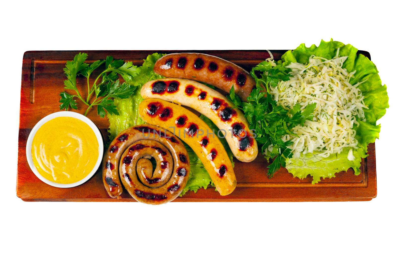 Tasty food on a wooden dish