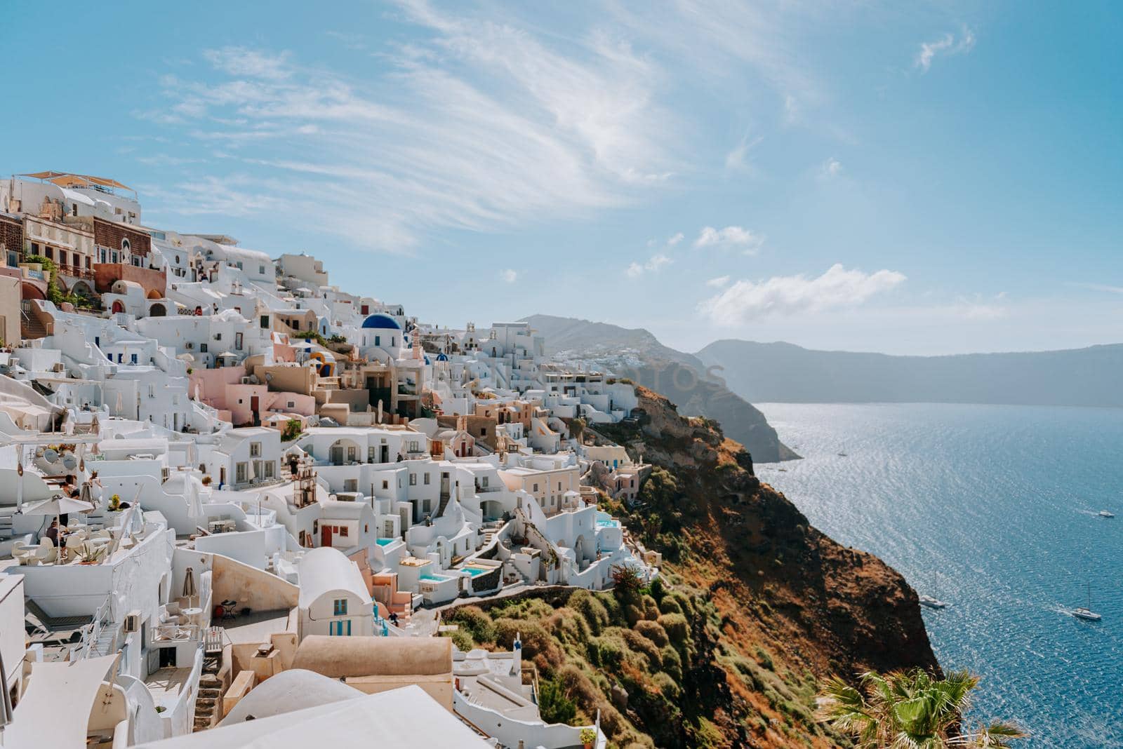 Oia Santorini Greece famous with romantic and beautiful sunsets. Oia village in Santorini island.Greece.