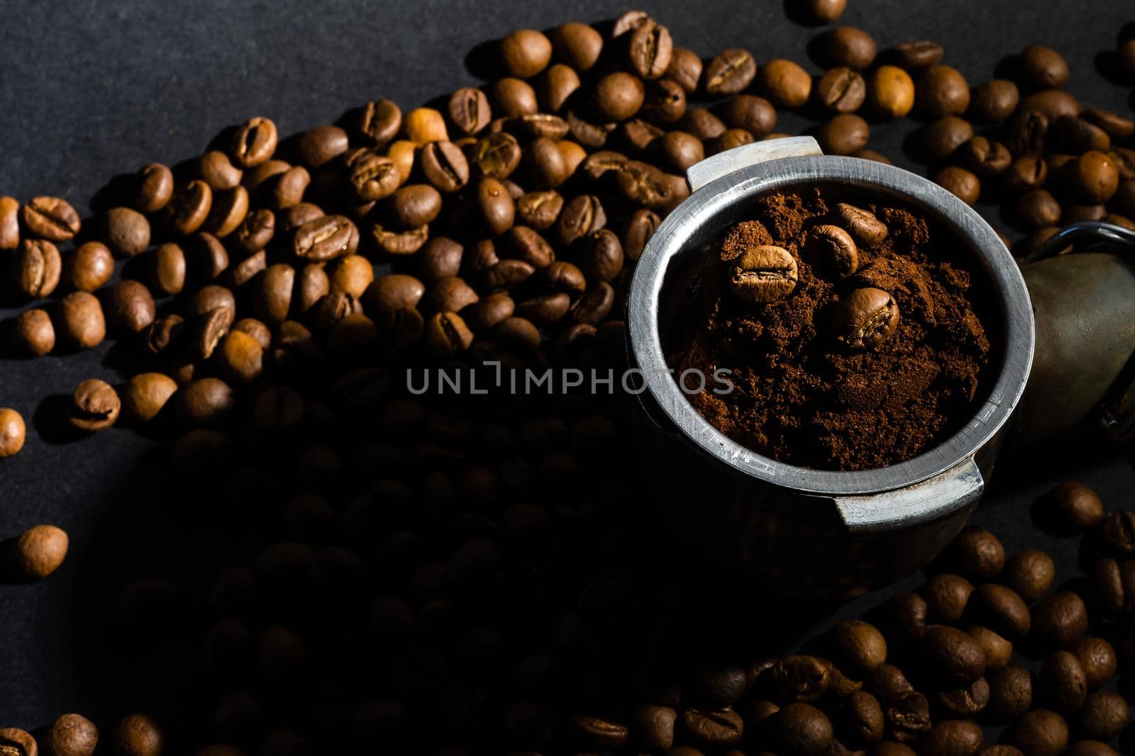coffee beans on black background by Andelov13