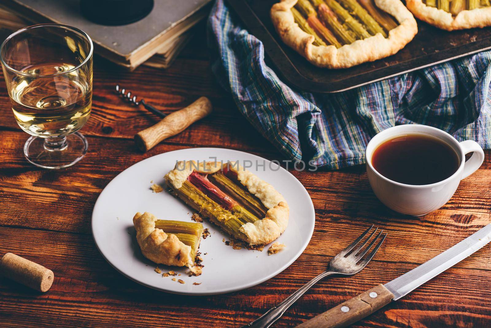 Rhubarb mini galette on plate by Seva_blsv