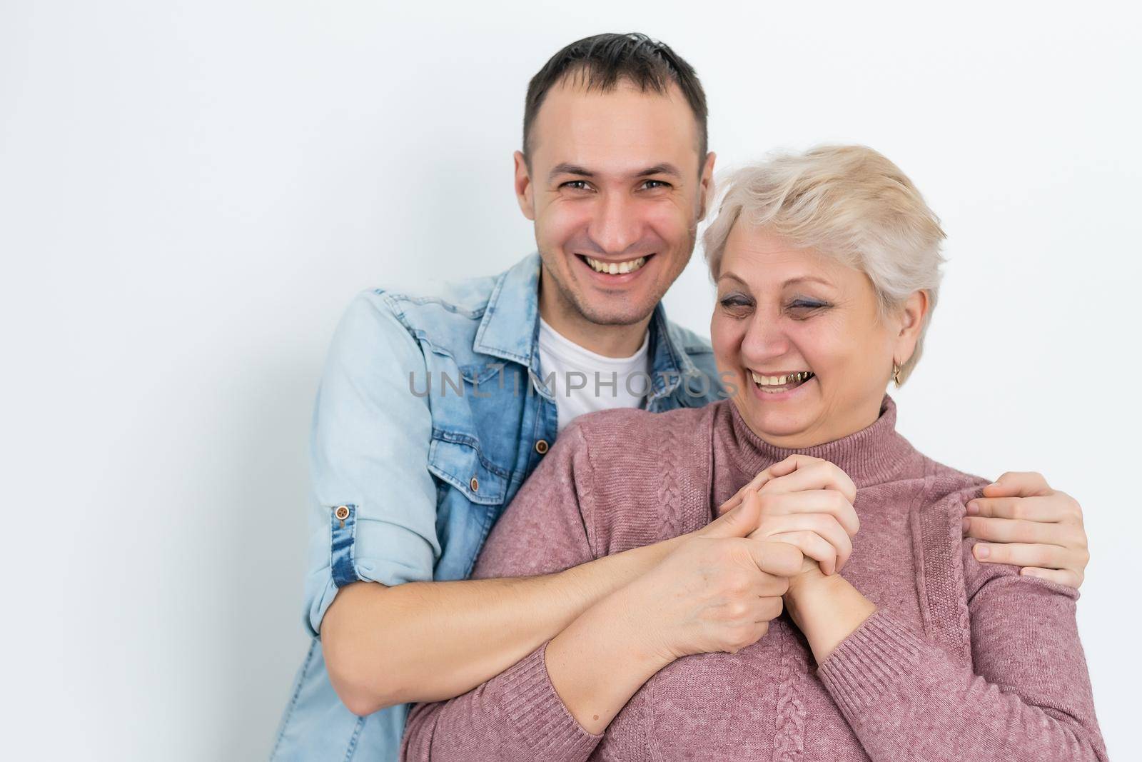 Adult son and his aging mother.