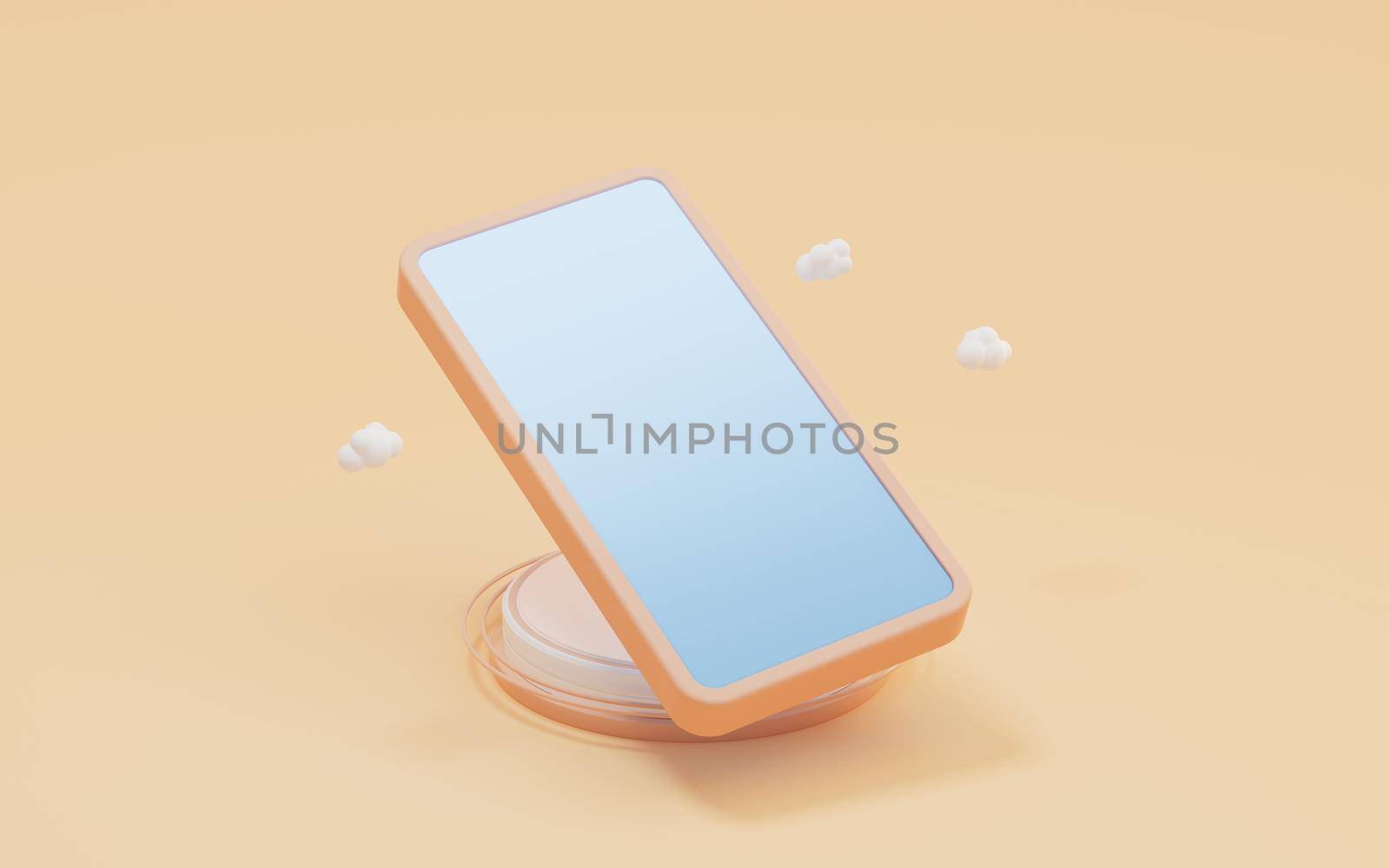 A mobile phone with empty screen, 3d rendering. Computer digital drawing.