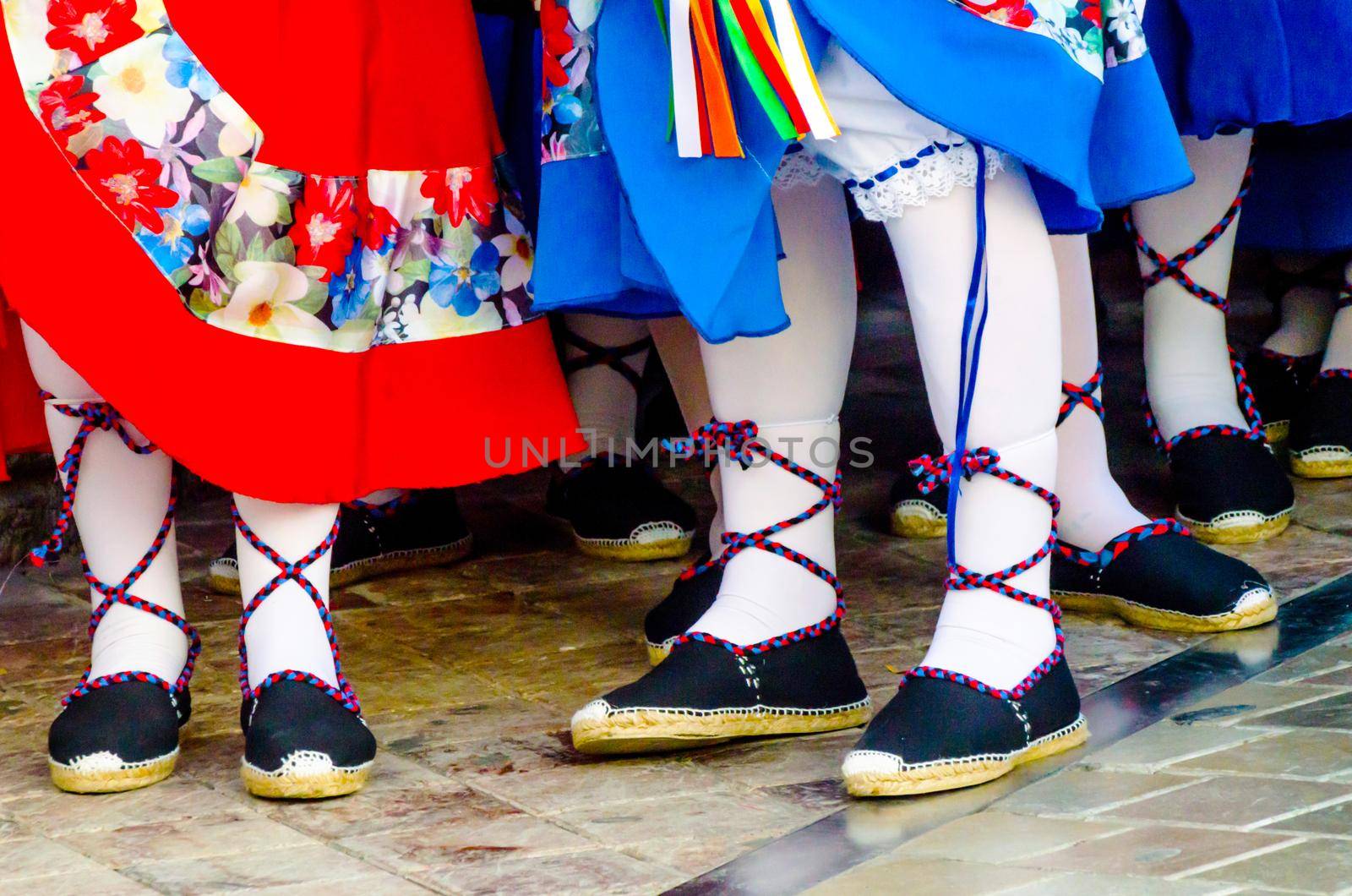 traditional colorful shoes for folk costumes in Spain, dance shoes, espadrilles