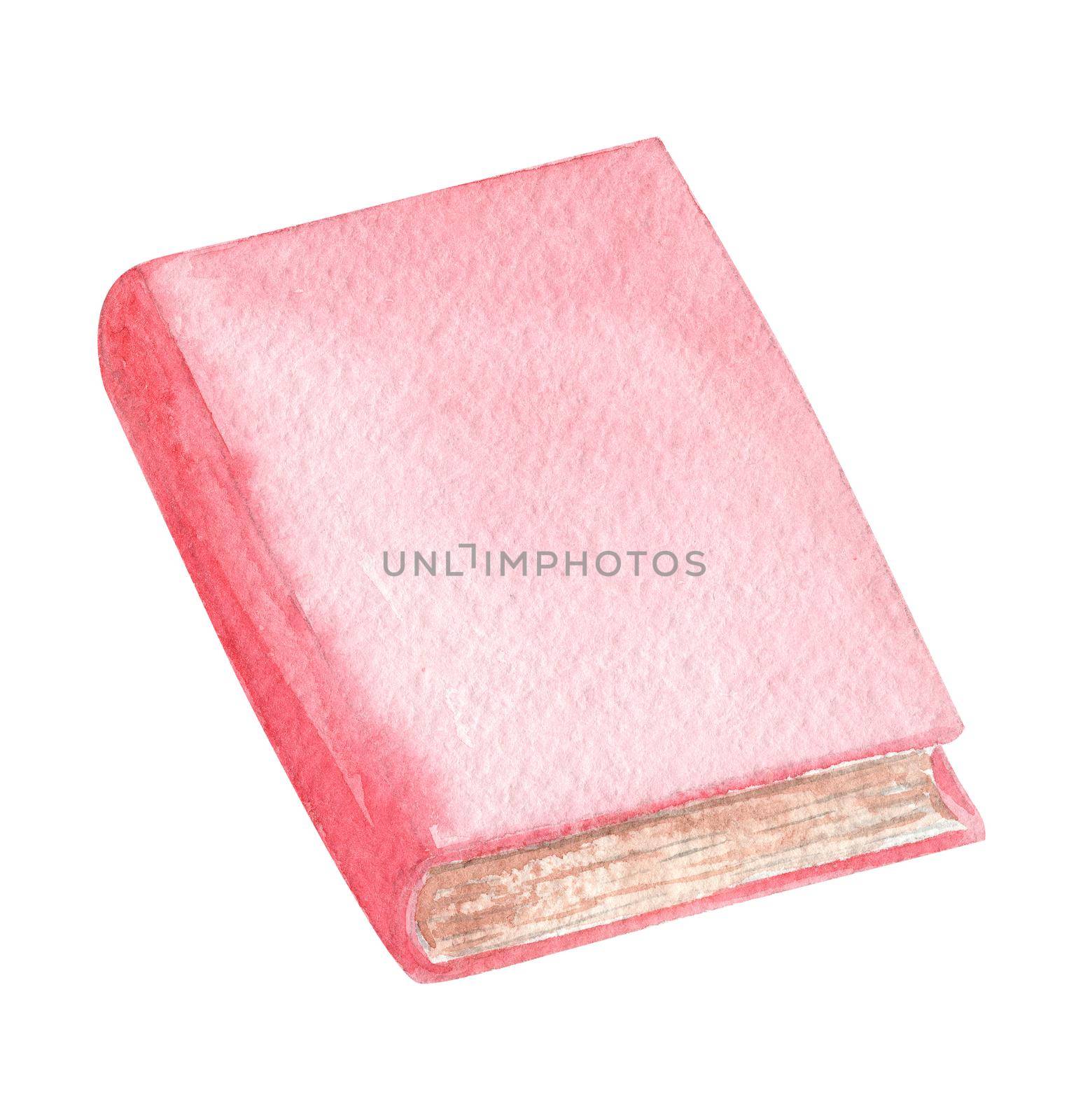 watercolor red book closed isolated on white background