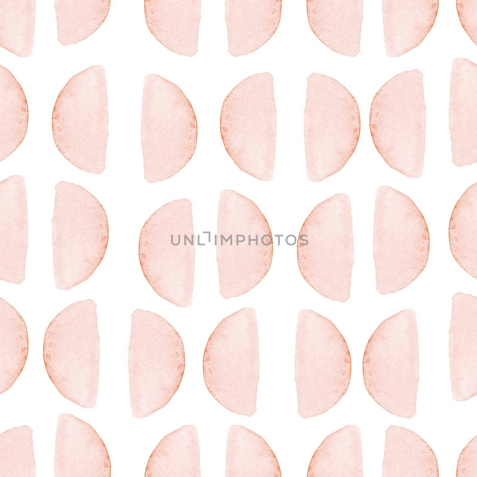 watercolor abstract pink half round elements seamless pattern on white background by dreamloud