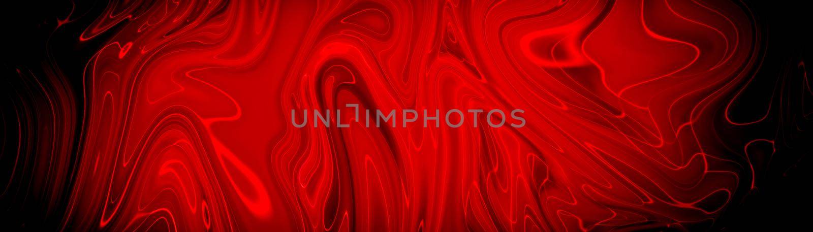 Creative abstract mixed red color painting with marble liquid effect, panorama.