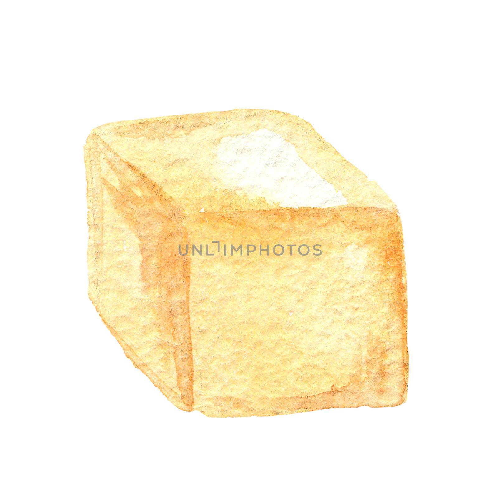 Watercolor yellow butter piece isolated on white by dreamloud