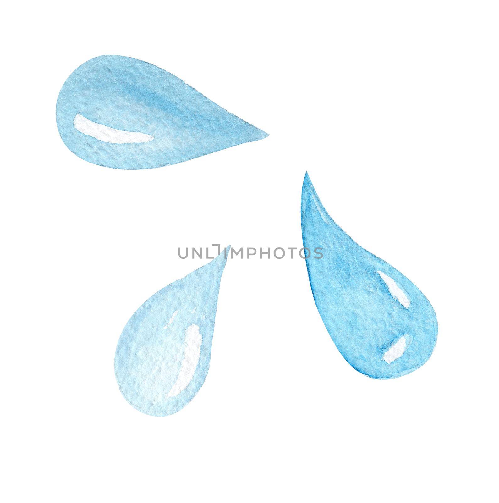 watercolor blue water splashes set isolated on white background by dreamloud