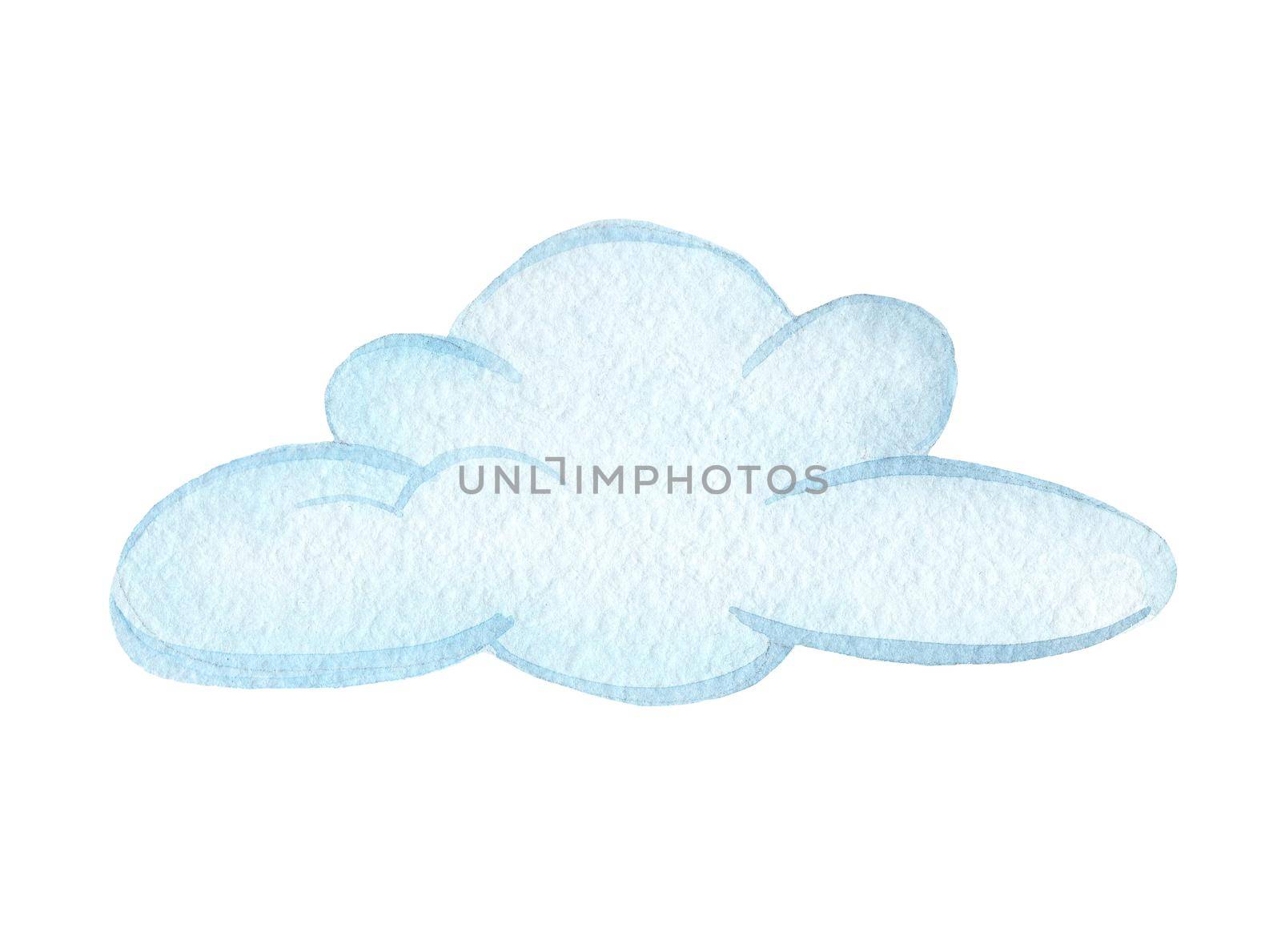 watercolor blue cloud in the sky isolated on white background by dreamloud