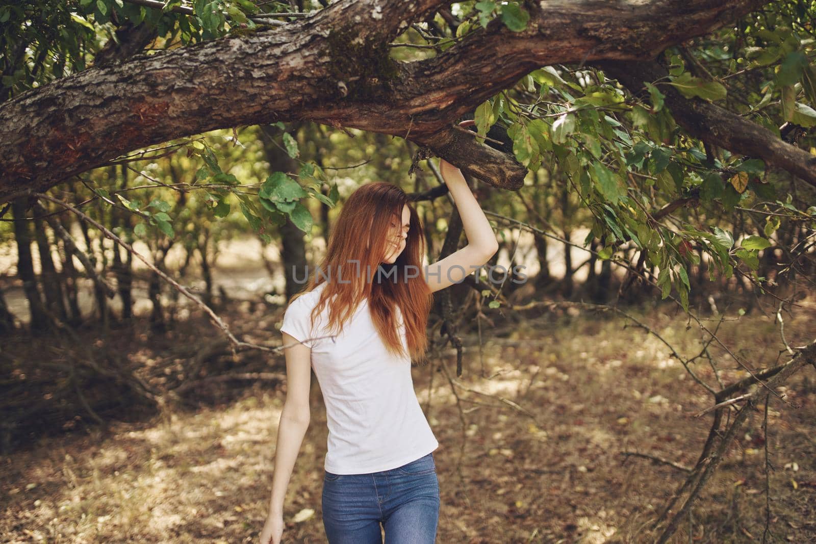 pretty woman outdoors by the tree nature Lifestyle summer by SHOTPRIME