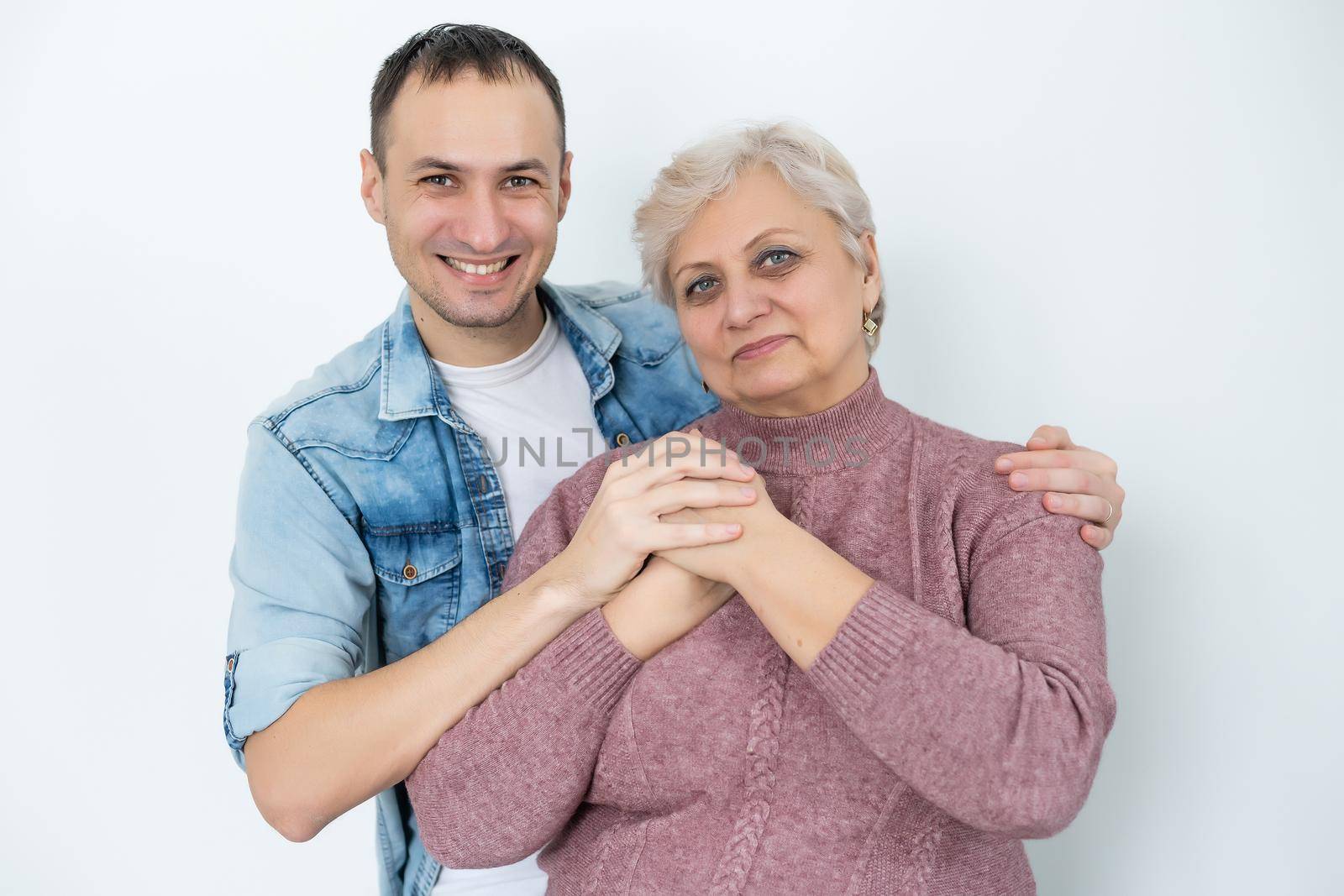 Adult son and his aging mother.