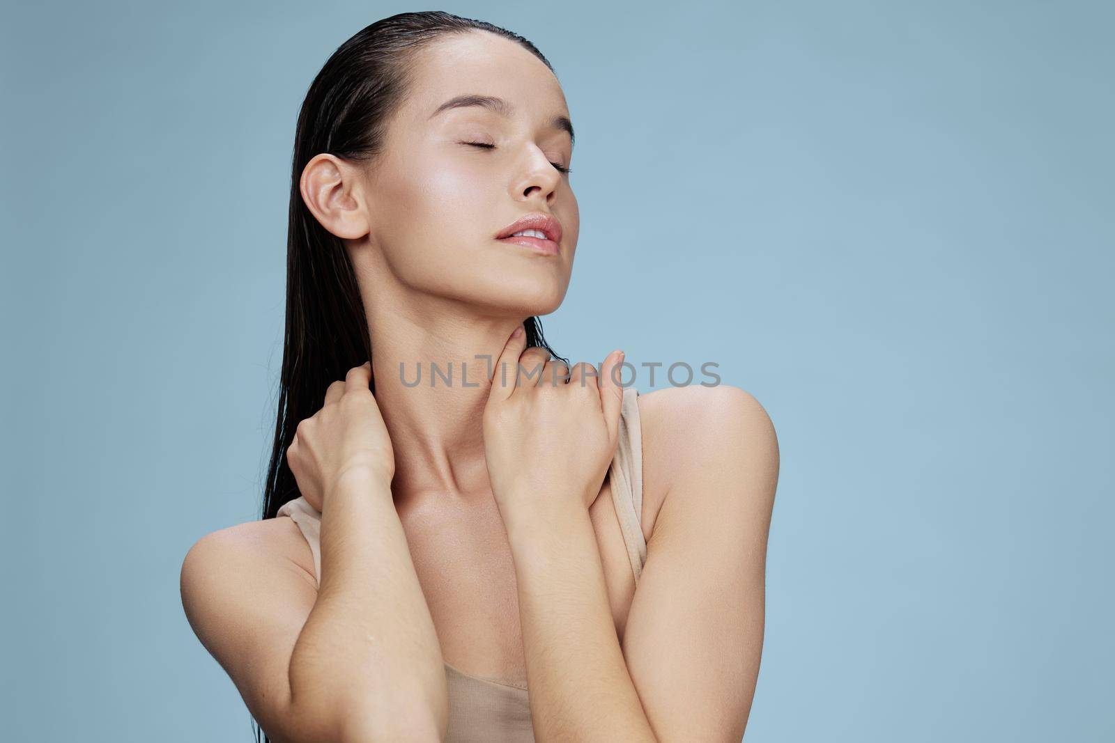 woman face cosmetics clean skin tenderness isolated background by SHOTPRIME
