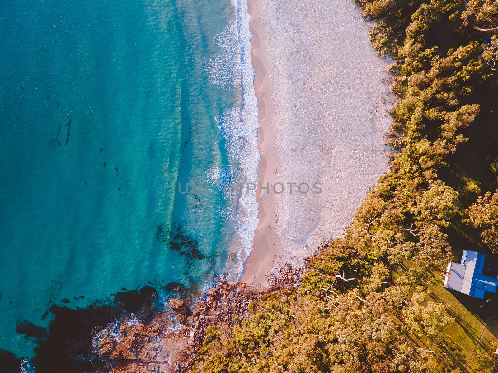 Aerial view of Bawley Point Beach, NSW, Australia by braydenstanfordphoto