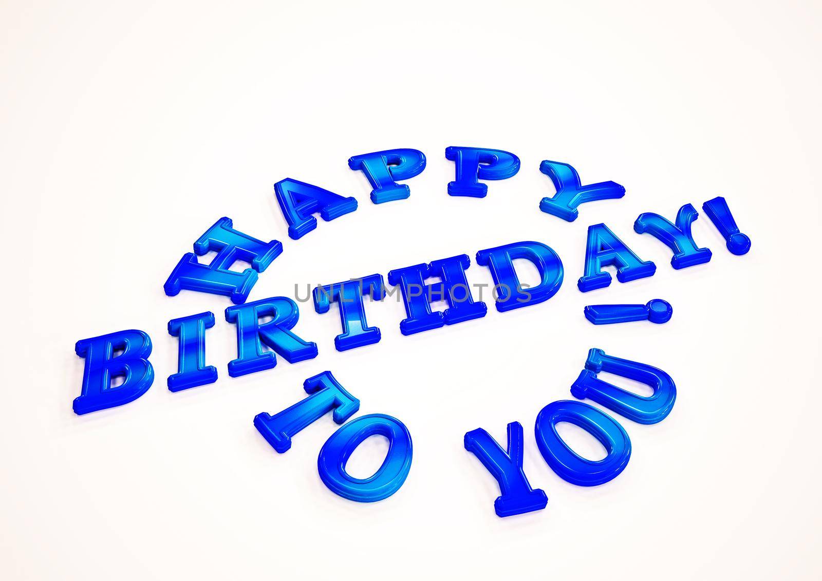 Dimensional inscription Happy birthday to you. 3D illustration.