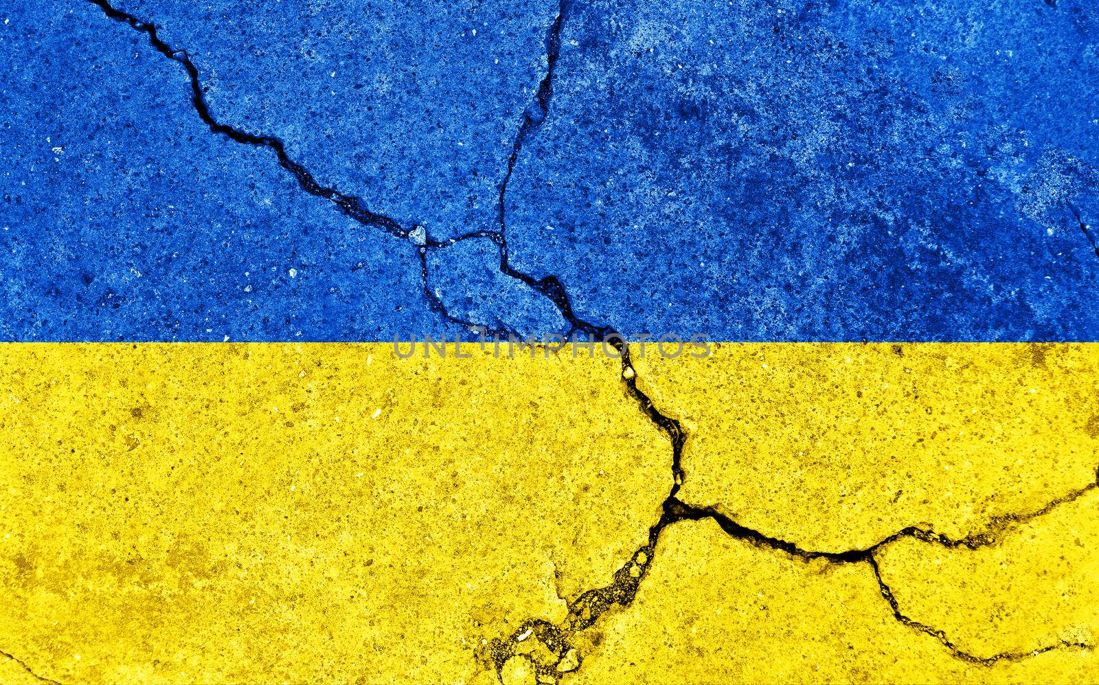Grunge country flag illustration (cracked concrete background) / Ukraine