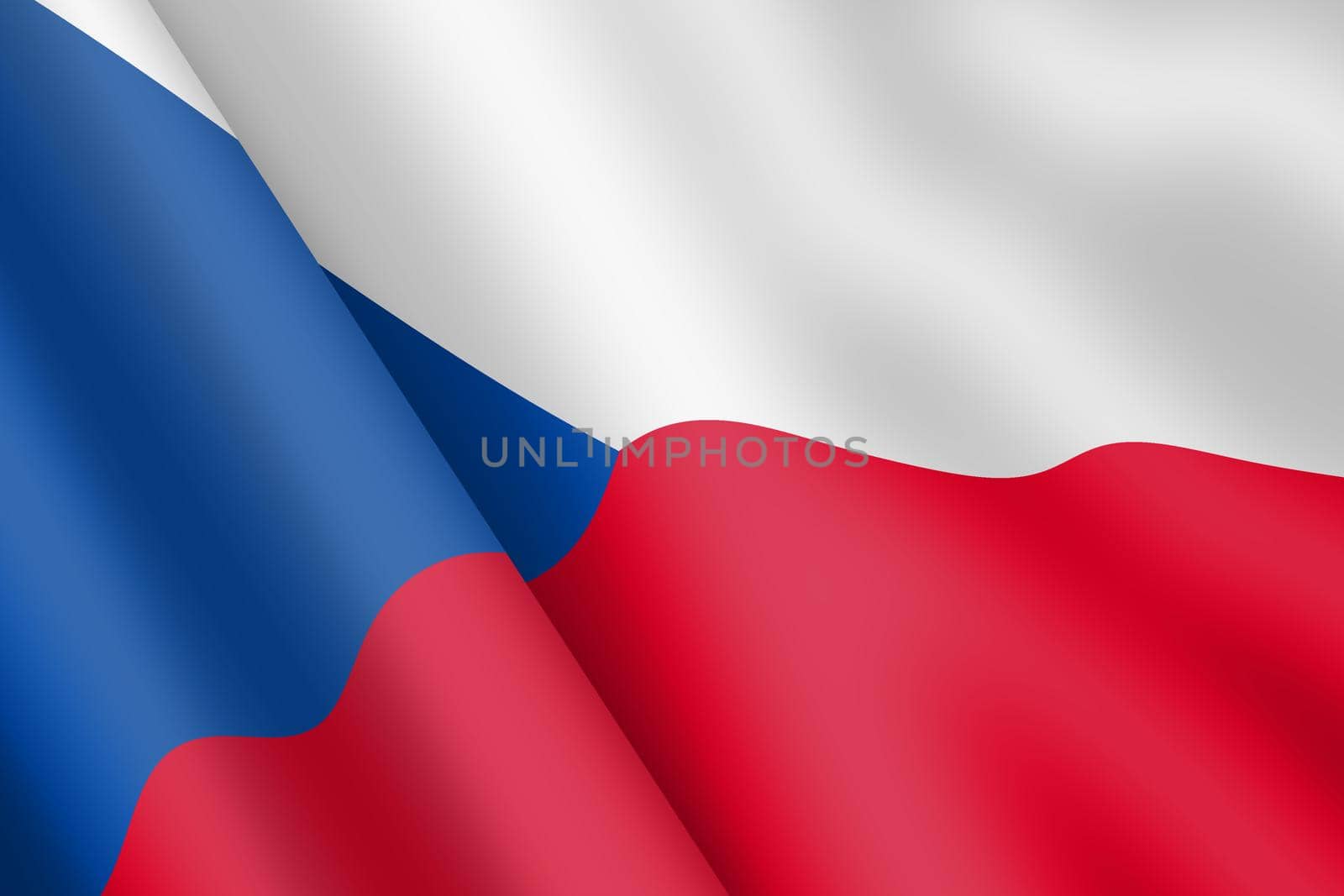 A Czech Republic waving flag 3d illustration wind ripple